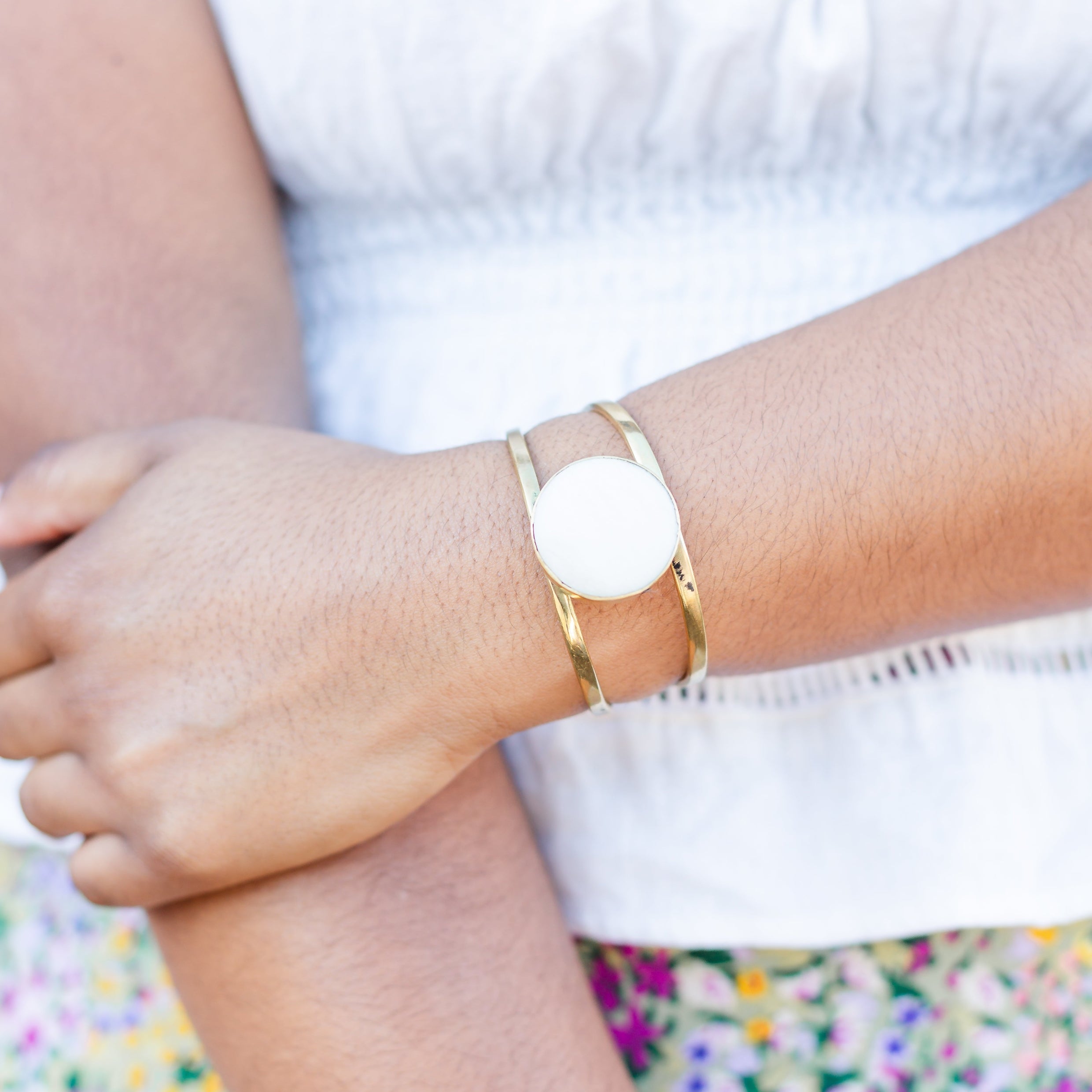 Button Cuff Bracelet-Kenyan materials and design for a fair trade social enterprise