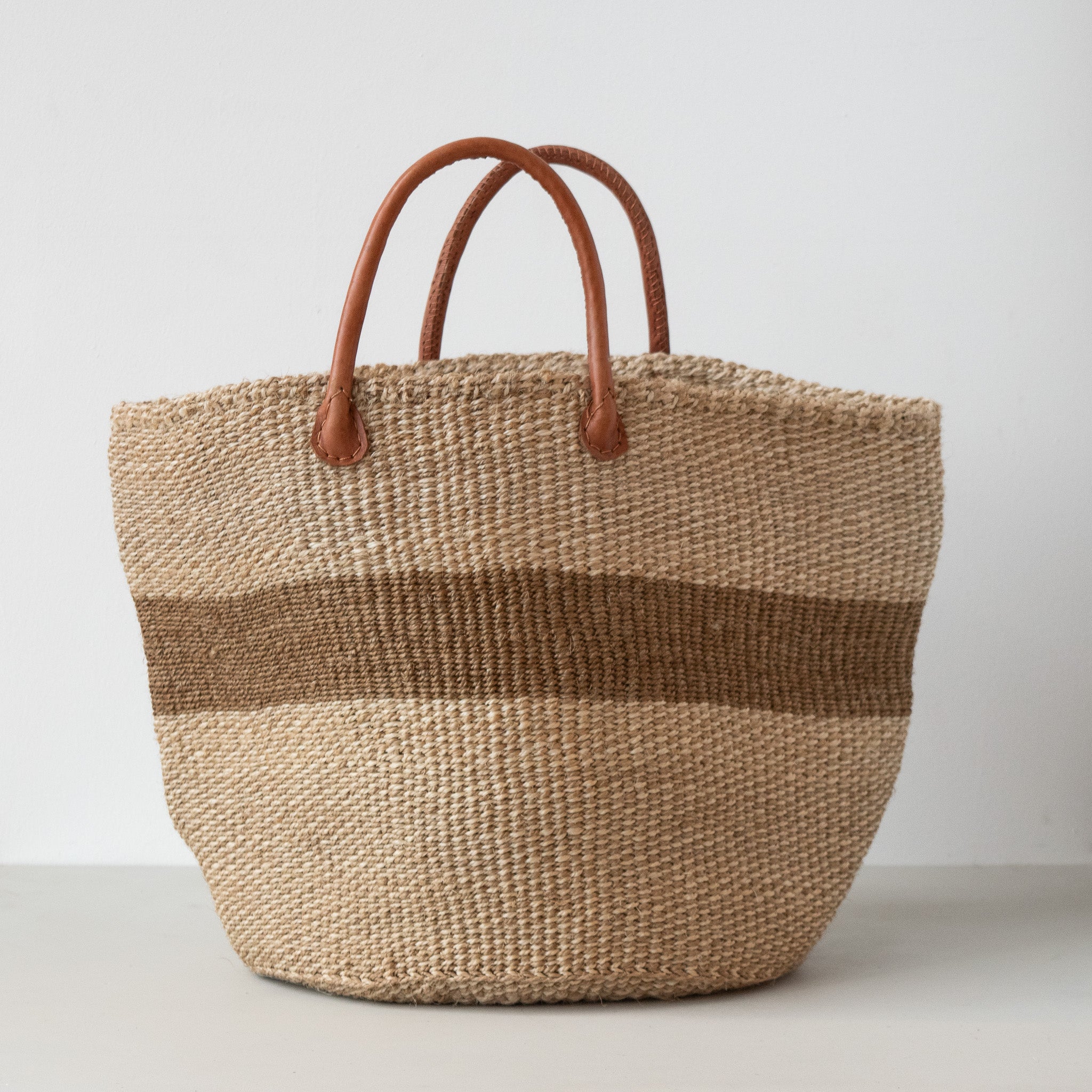 A Fair Trade handwoven sisal basket made by Kenyan artisans for a social enterprise