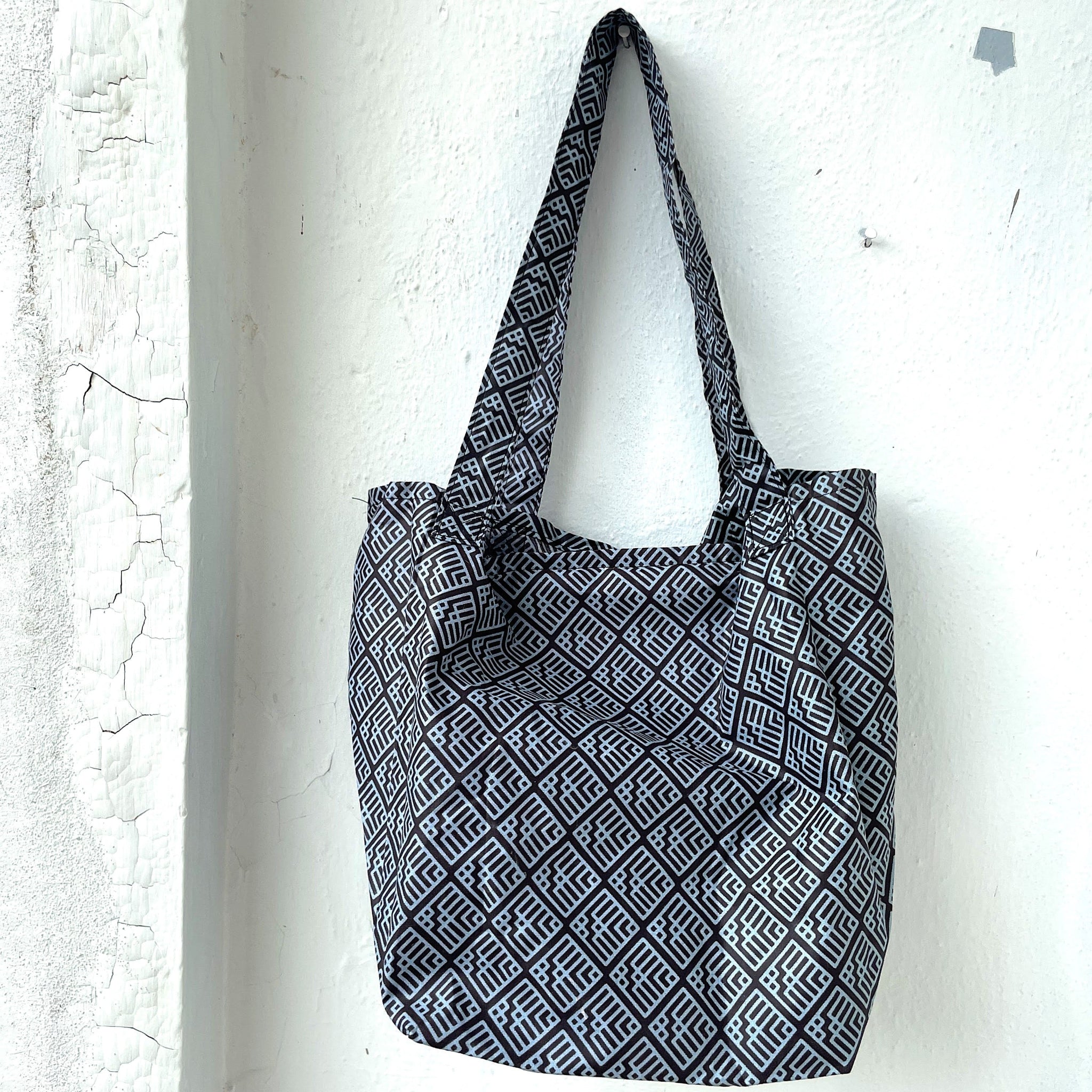 Folded Shopping Tote - Kenyan materials and design for a fair trade social enterprise