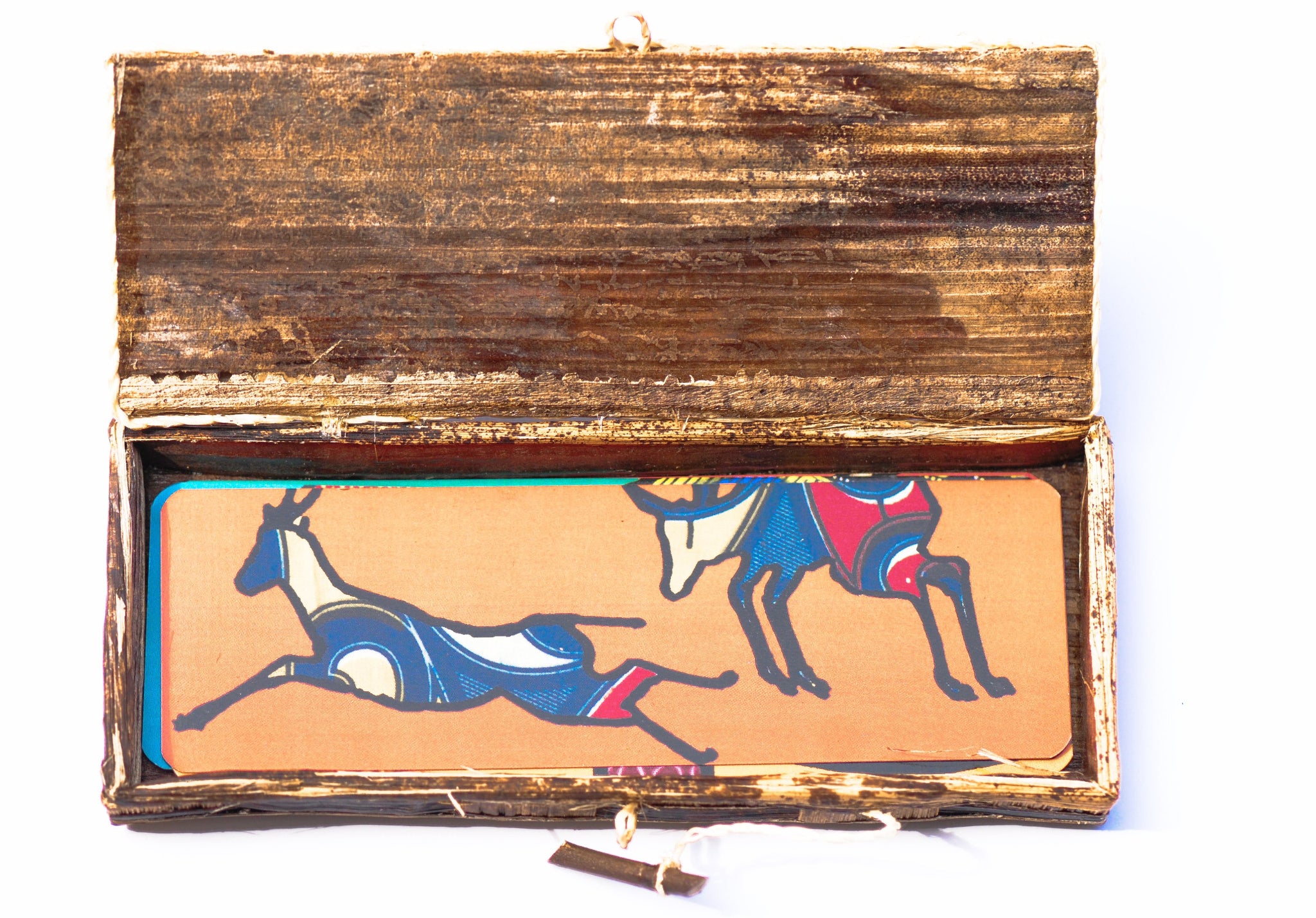 Colorful gazelle bookmark in brown box