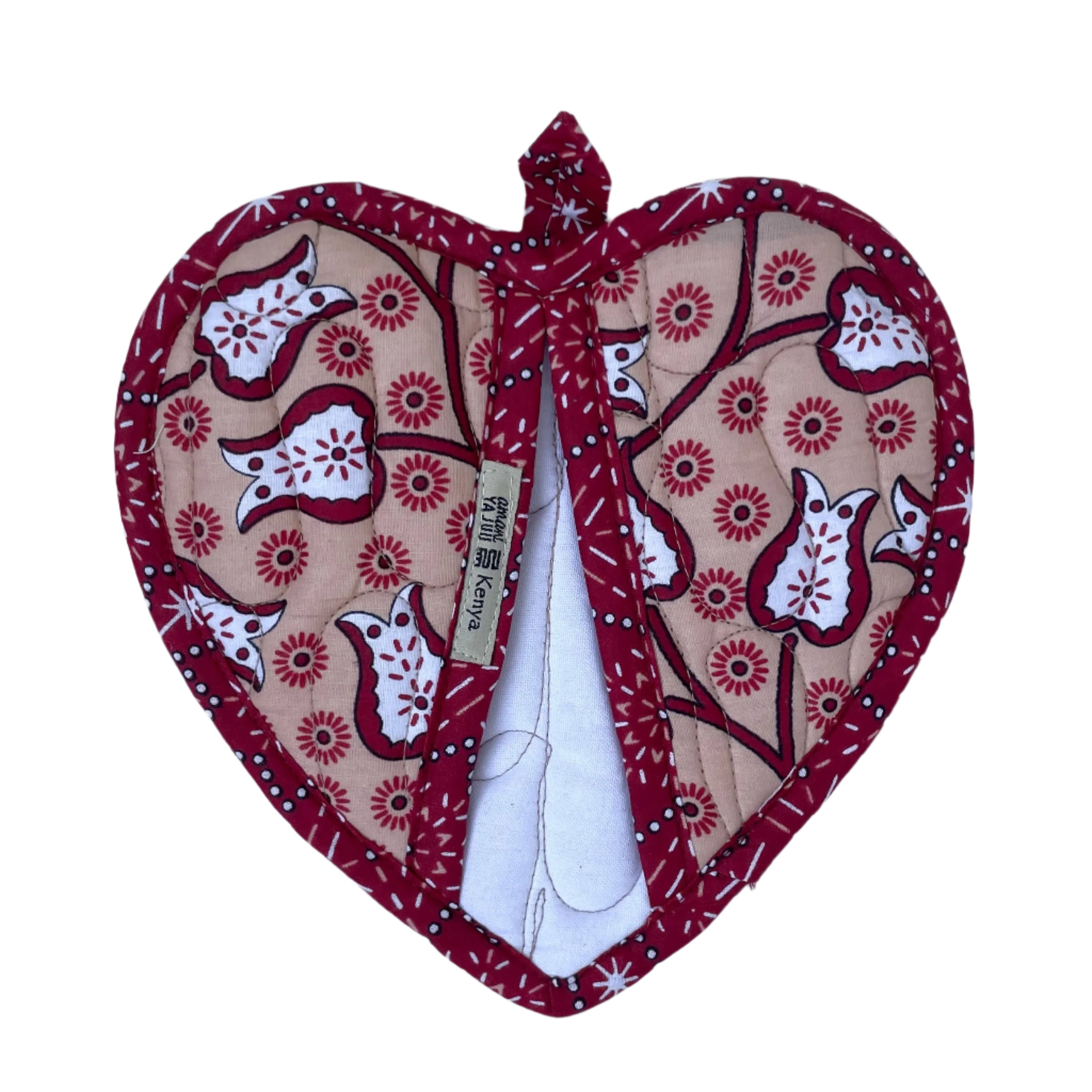 Heart Pocket Hot Pad - handmade with local Kenyan material by the women of Amani for a Fair-Trade social enterprise