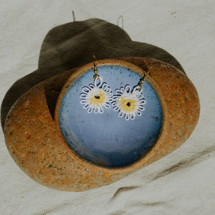 Tattered Daisy Earrings-Kenyan materials and design for a fair trade social enterprise