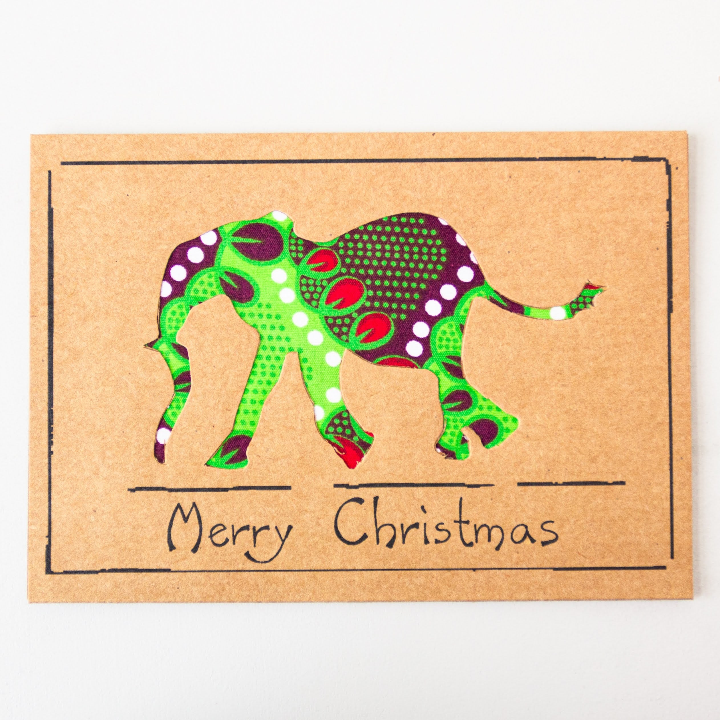 Christmas Elephant Card - Kenyan materials and design for a fair trade social enterprise