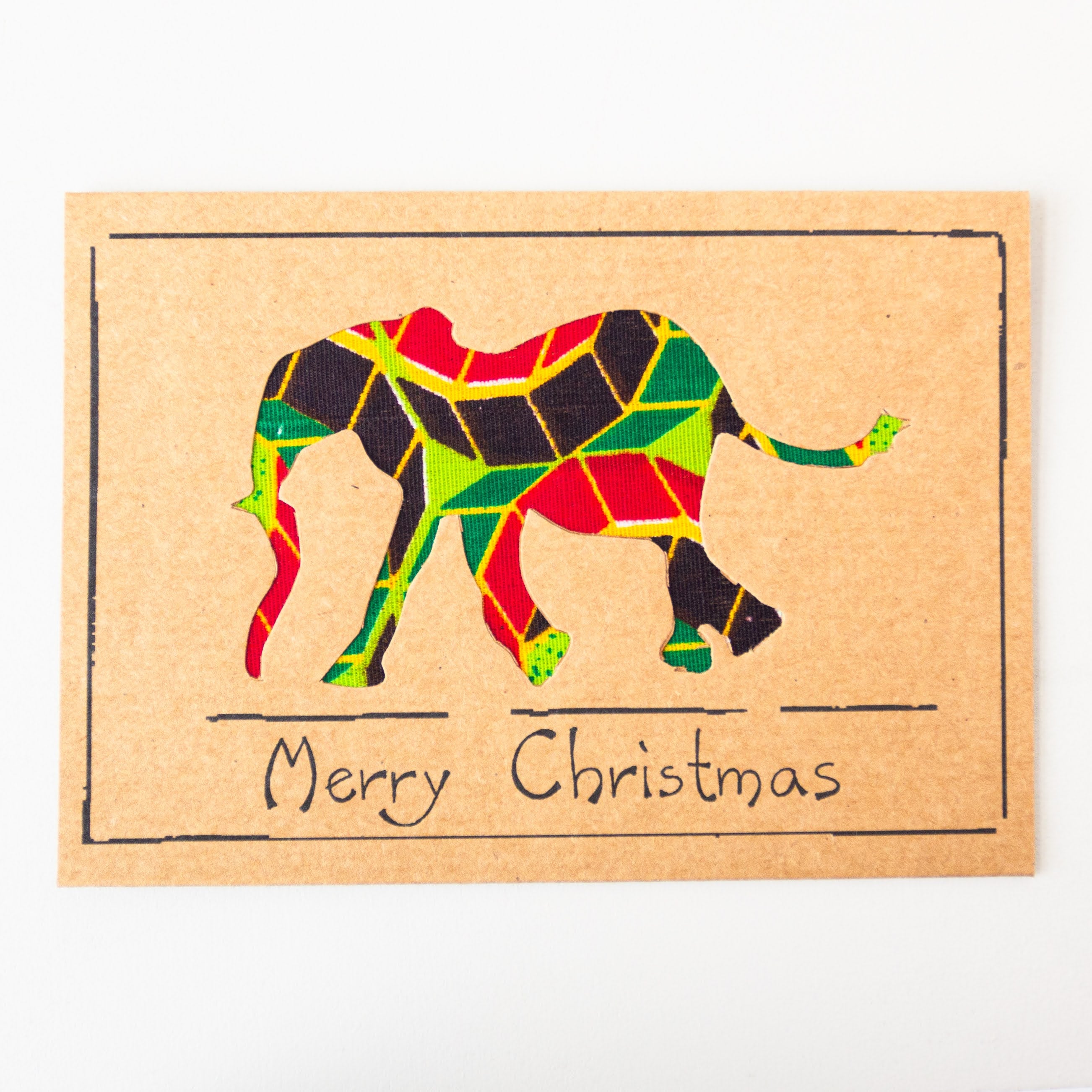 Christmas Elephant Card - Kenyan materials and design for a fair trade social enterprise