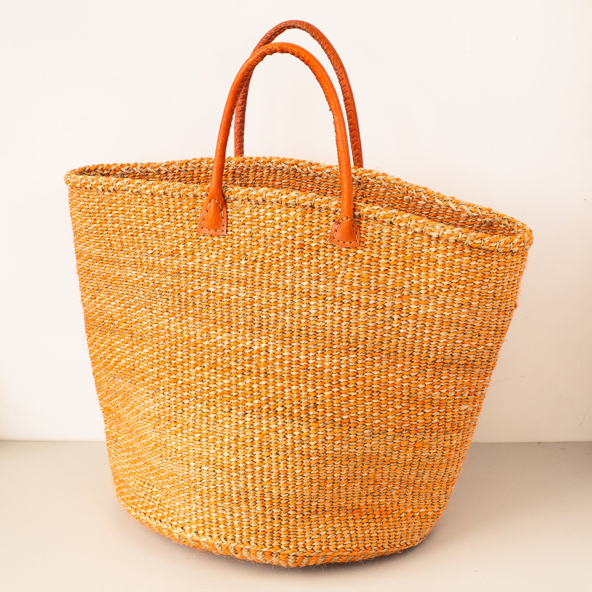 A Fair-Trade handwoven sisal basket made by Kenyan artisans for a social enterprise
