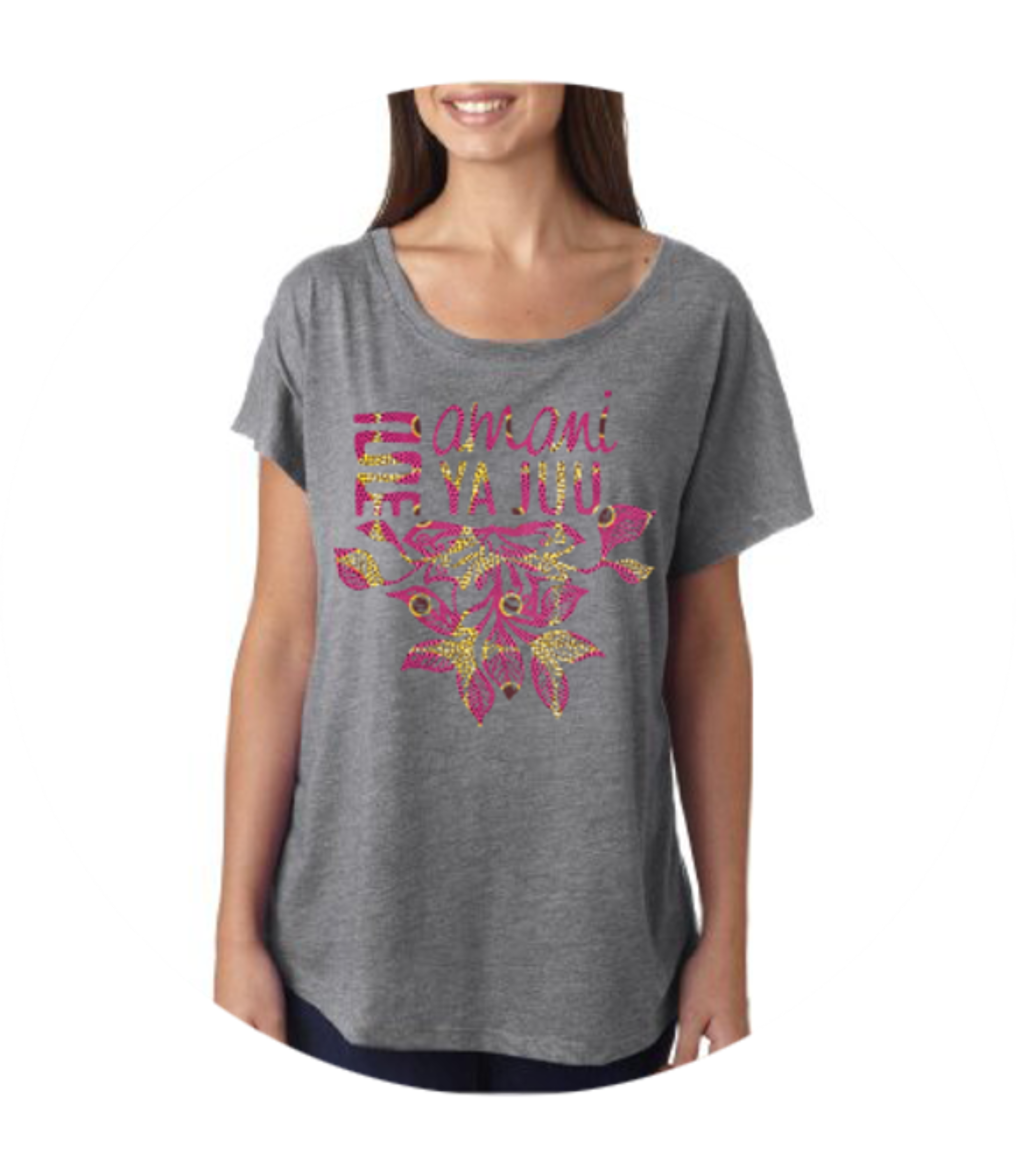 Sankofa Flower Amani ya Juu T-Shirt - Kenyan materials and design for a fair trade boutique