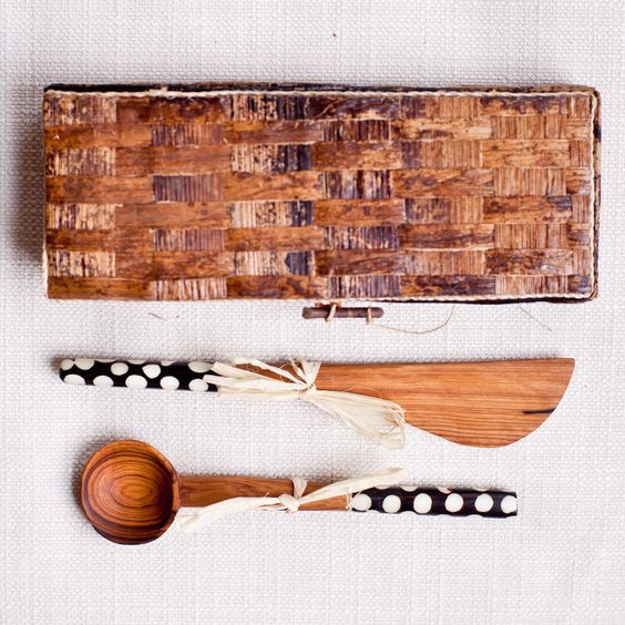 Knife and Sugar Spoon Set - Kenyan materials and design for a fair trade boutique