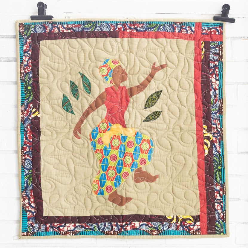 Quilted Dancing Amani Woman Celebration Wall Hanging- made for a fair trade social enterprise
