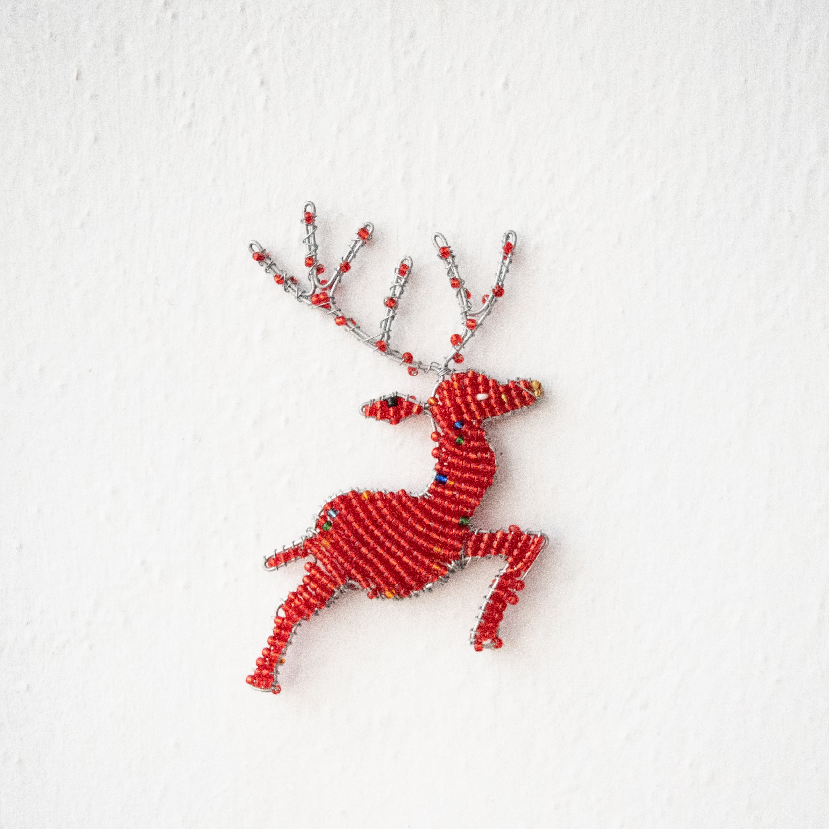 Beaded Reindeer Ornament - handmade by Kenyan market artisans for a Fair Trade social enterprise