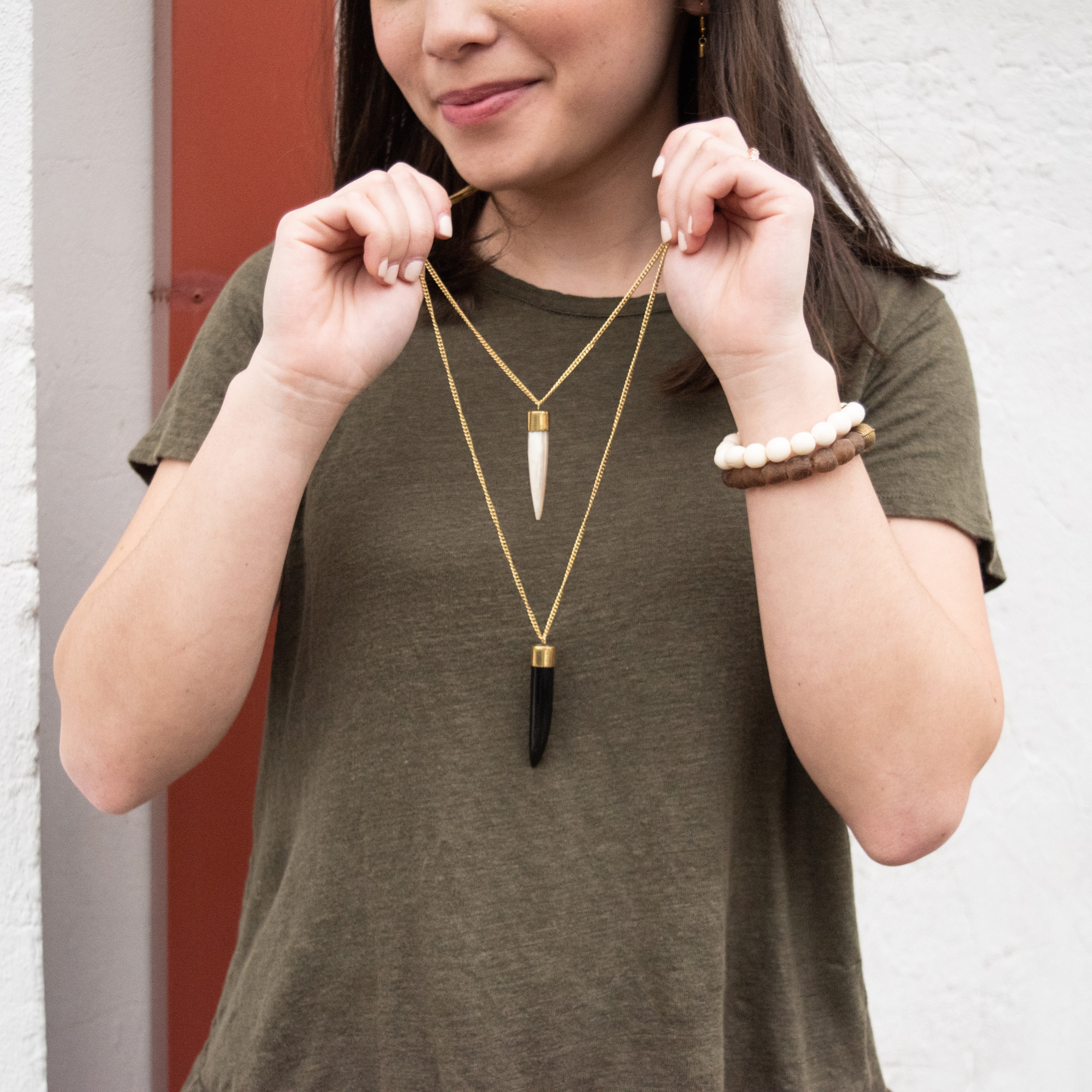 Horn Tooth Pendant Necklace - Kenyan materials and design for a fair trade boutique