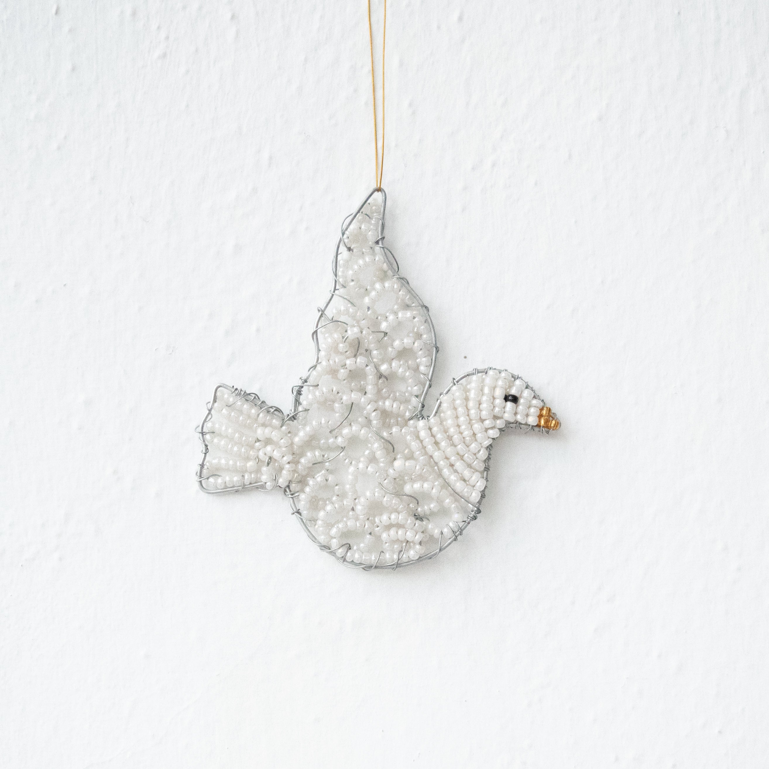 Shanga white dove Christmas ornament - handmade by Kenyan artisans for a fair trade social enterprise