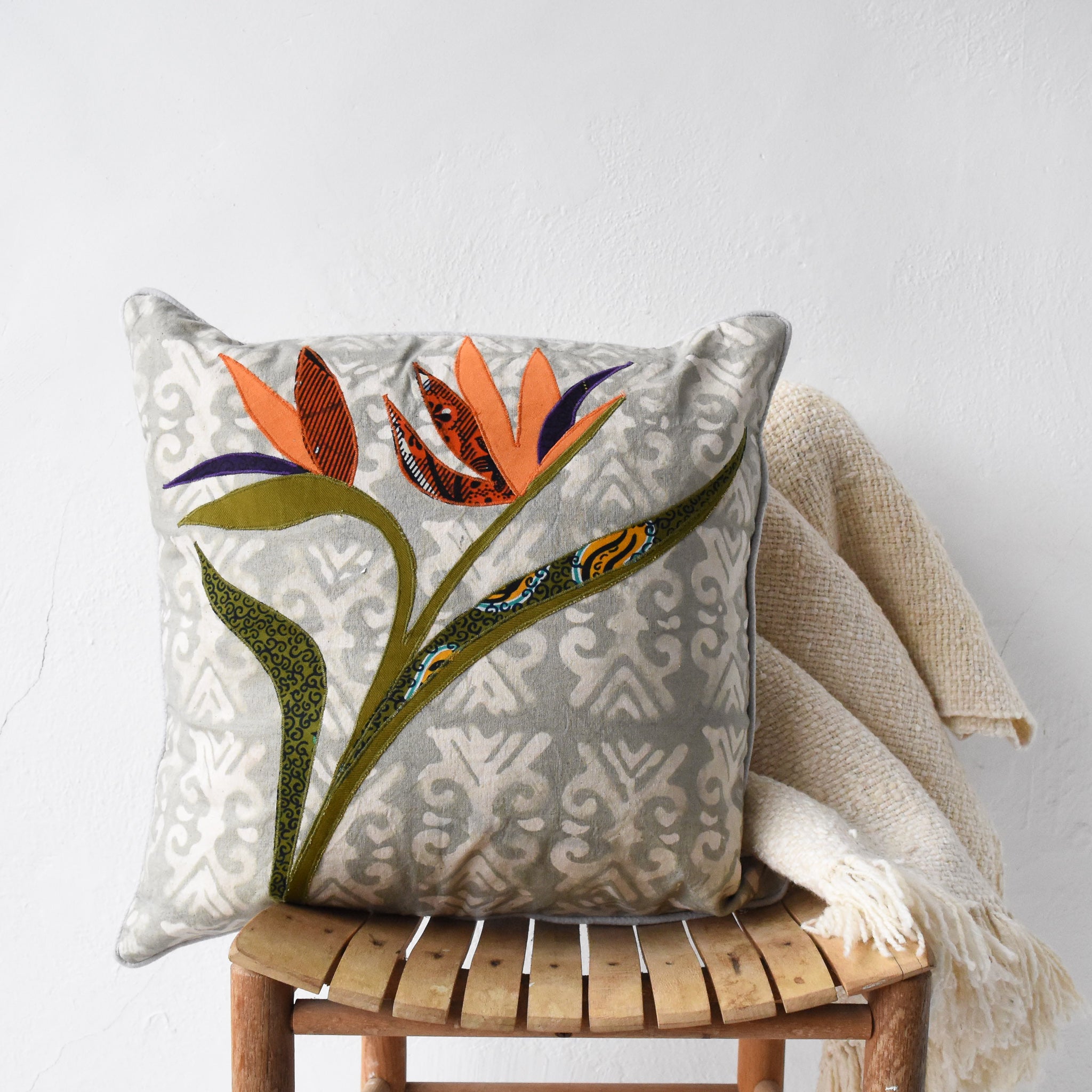 Bird of Paradise Pillow - Kenyan materials and design for a fair trade social enterprise