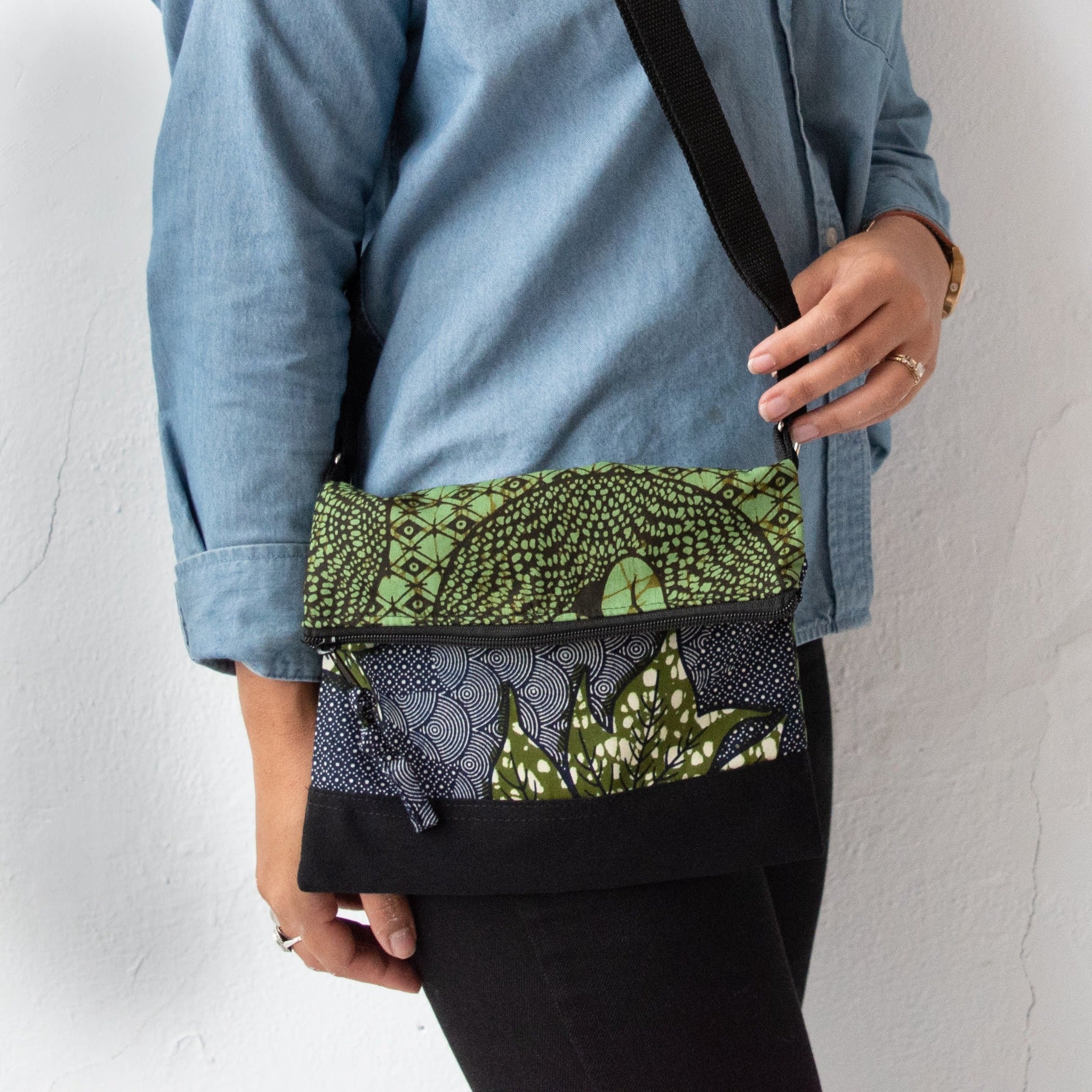 Kitenge Foldover Bag - Ugandan materials and design for a fair trade boutique