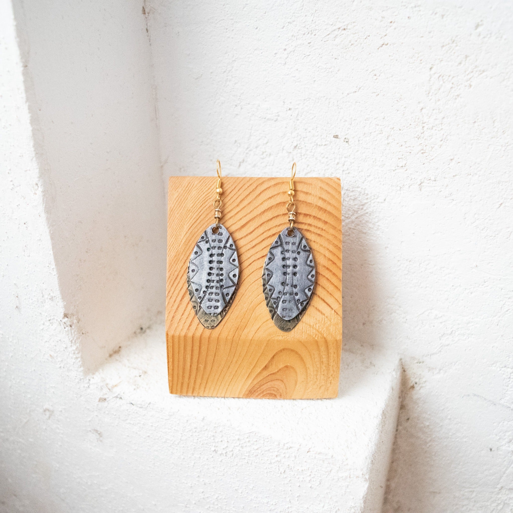 Etched Leaf Earrings- made for a fair trade social enterprise