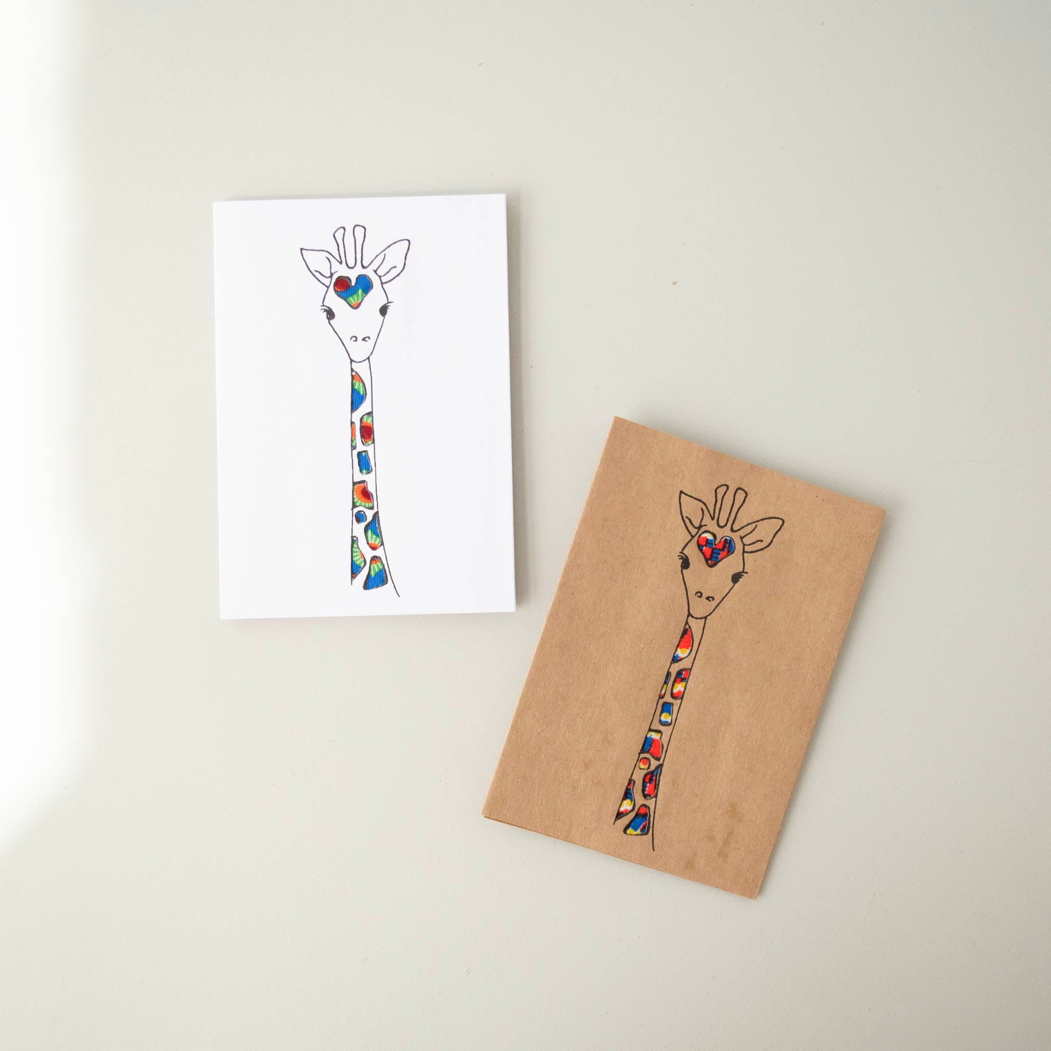 Heart Face Giraffe Card - Kenyan materials and design for a fair trade boutique