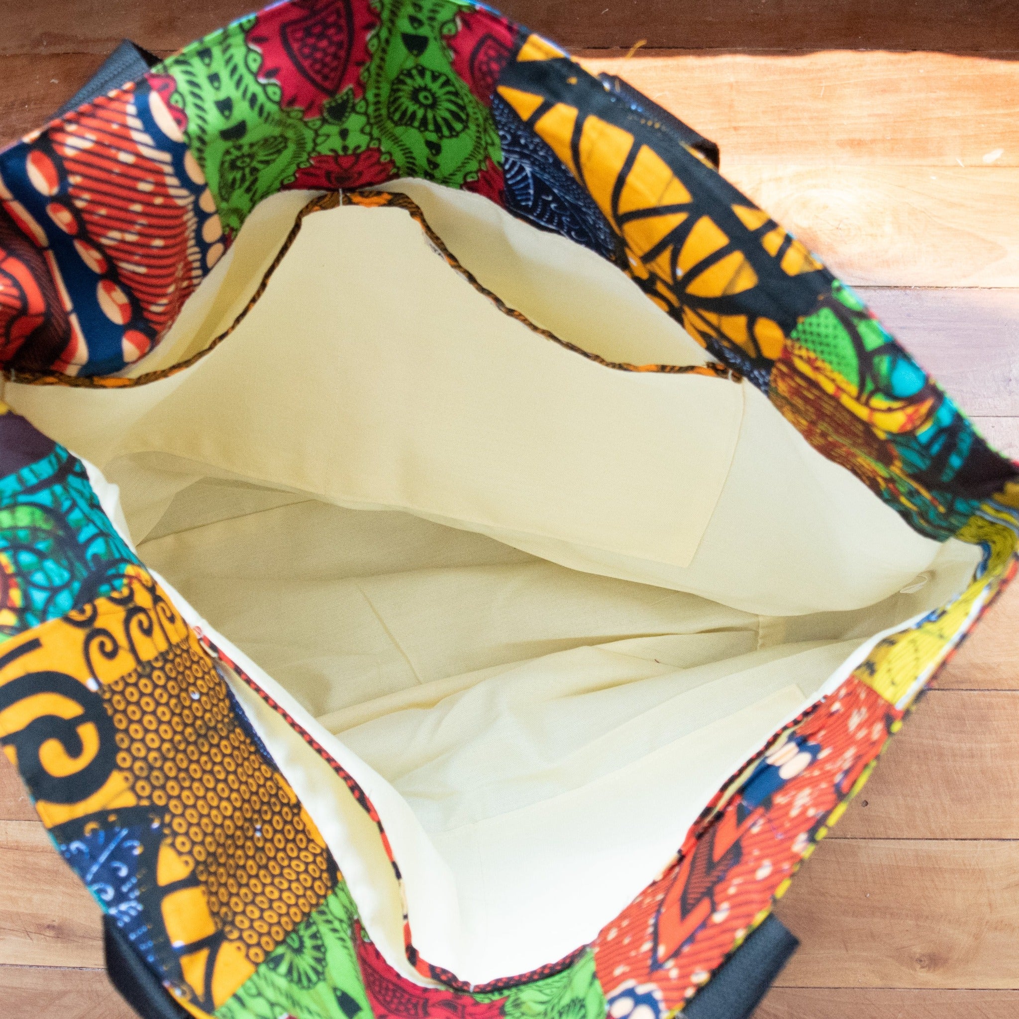 Patch Market Tote - Ugandan materials and design for a fair trade boutique