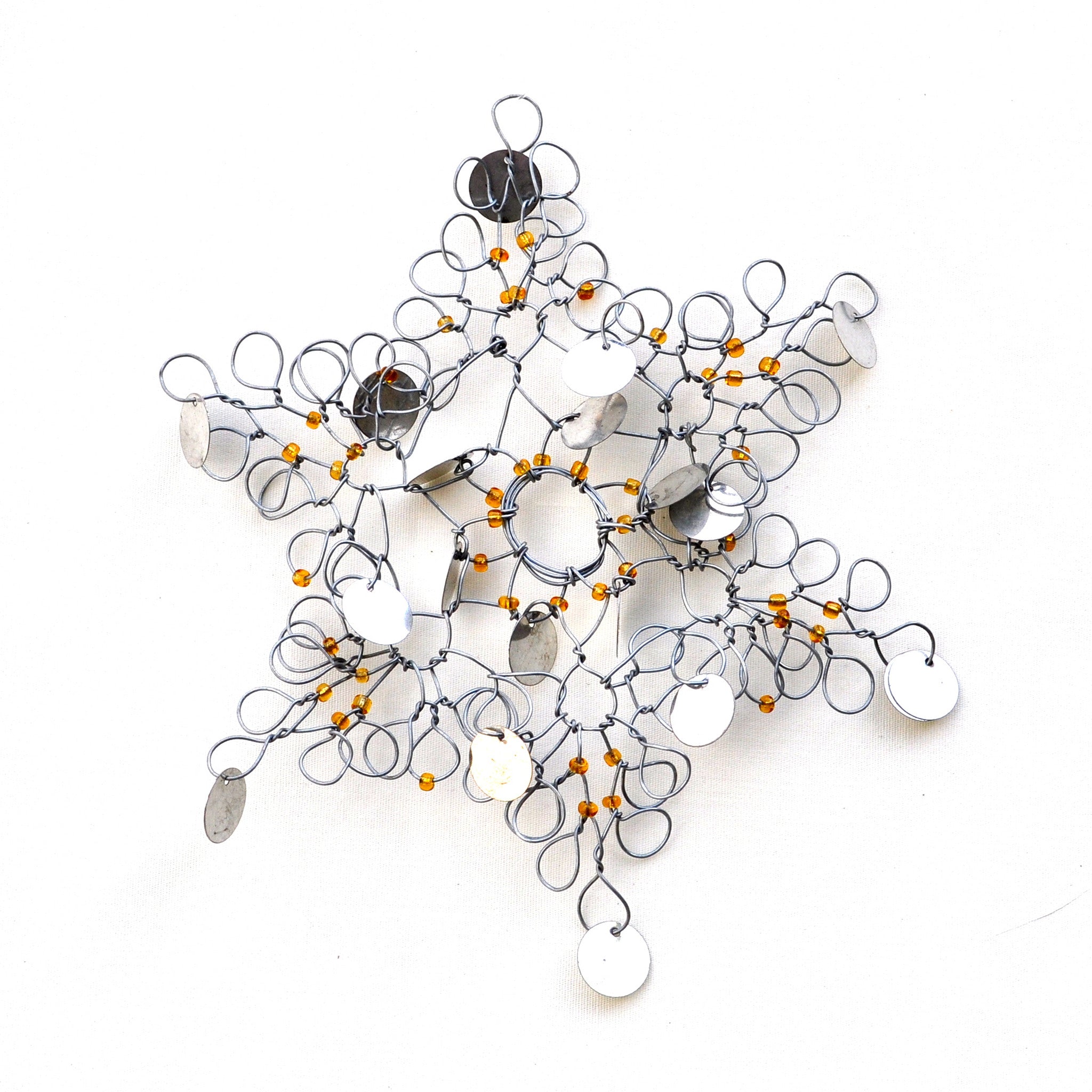 Snowflake Wire Ornament - Kenyan materials and design for a fair trade social enterprise