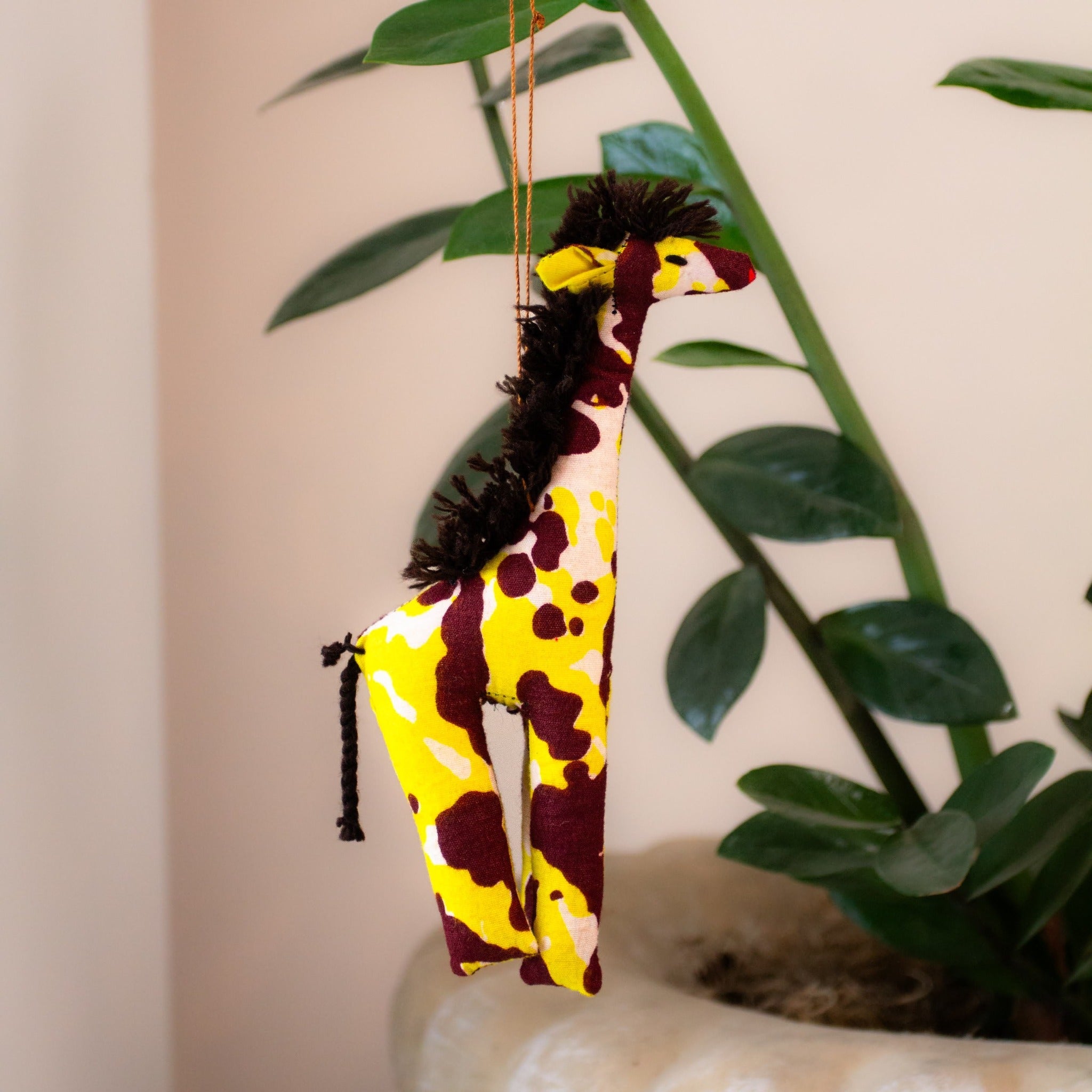 Plush Animal Ornaments - handmade in Uganda using African materials and design for a fair trade boutique