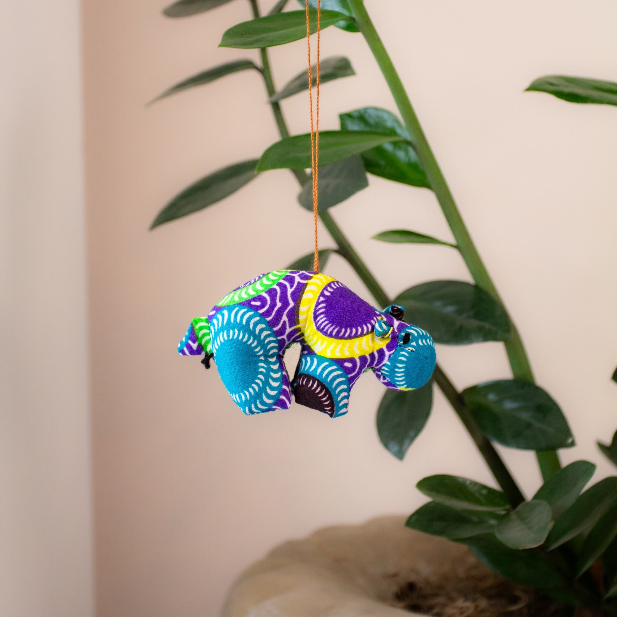 Plush Animal Ornaments - handmade in Uganda using African materials and design for a fair trade boutique