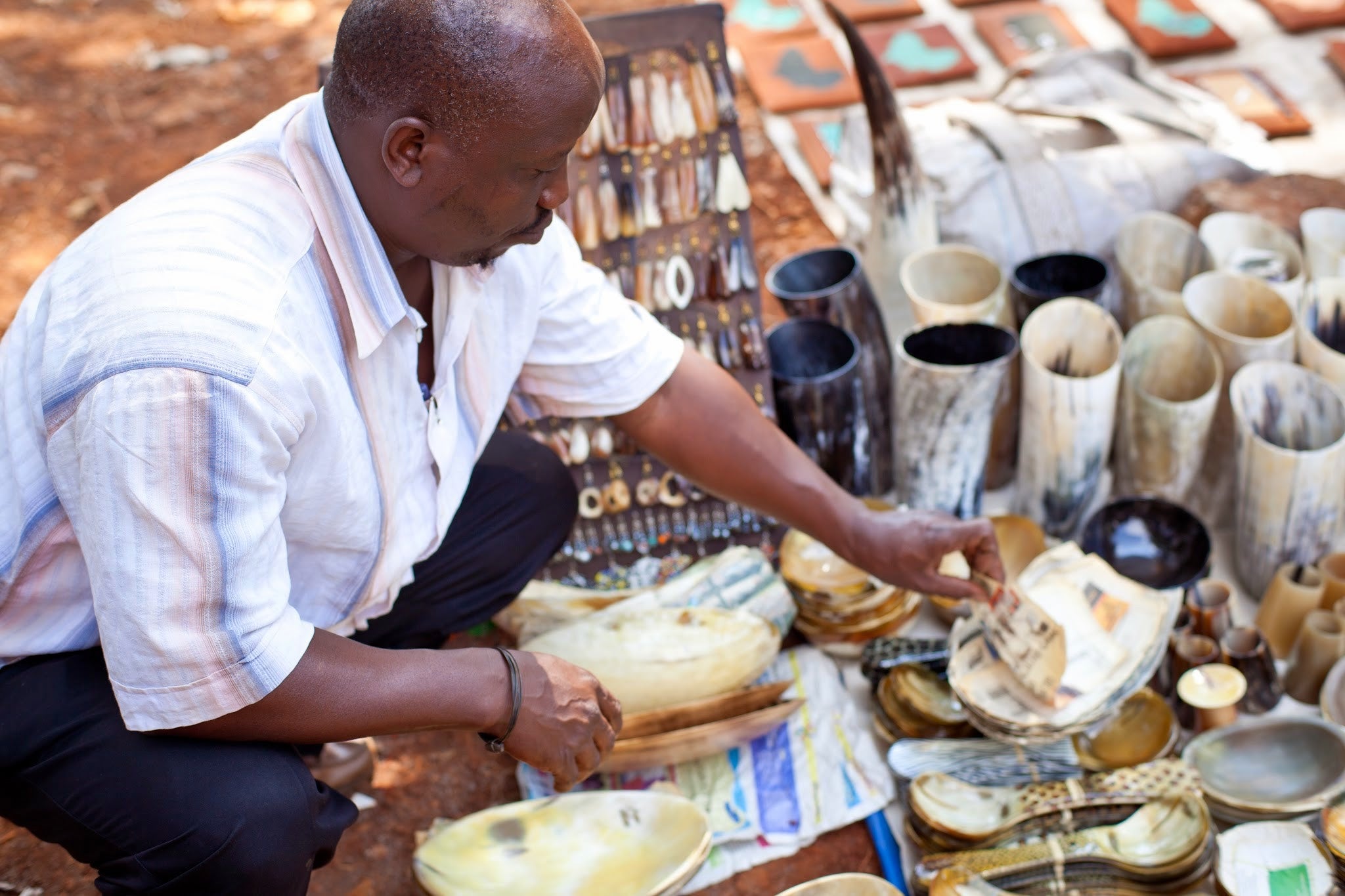 Horn Salt & Pepper Shakers - Kenyan materials and design for a fair trade boutique