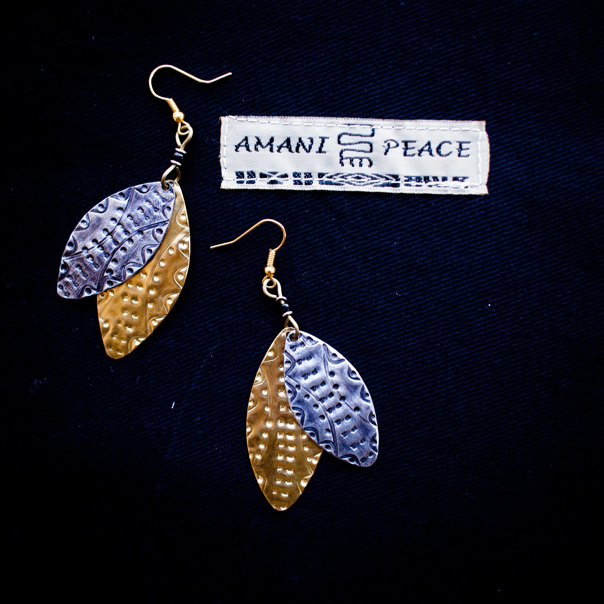 Etched Leaf Earrings- made for a fair trade social enterprise