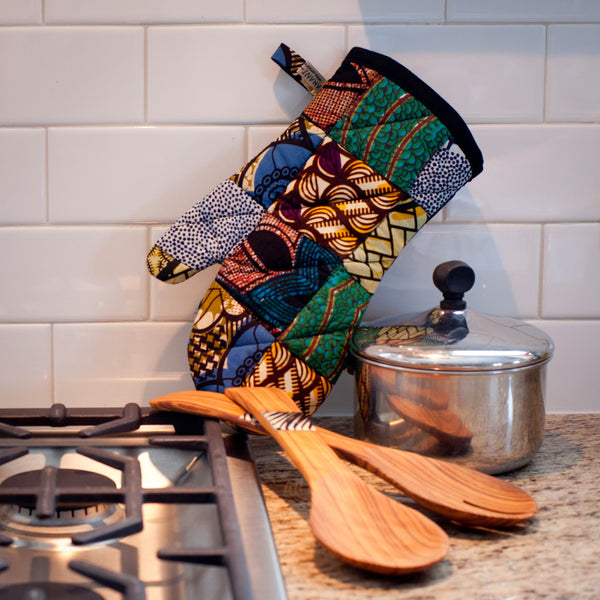 Original Patch Oven Glove & Spoon Set - Kenyan and Ugandan materials and design for a fair trade boutique
