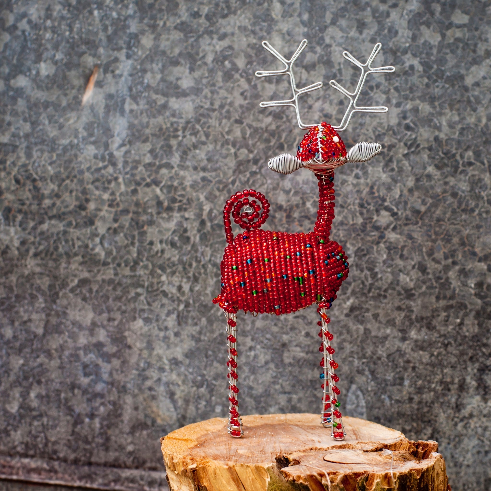 Beaded Reindeer - Kenyan materials and design for a fair trade boutique