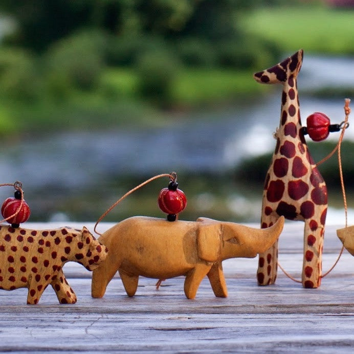 African Animals Ornament Set - Kenyan materials and design for a fair trade boutique