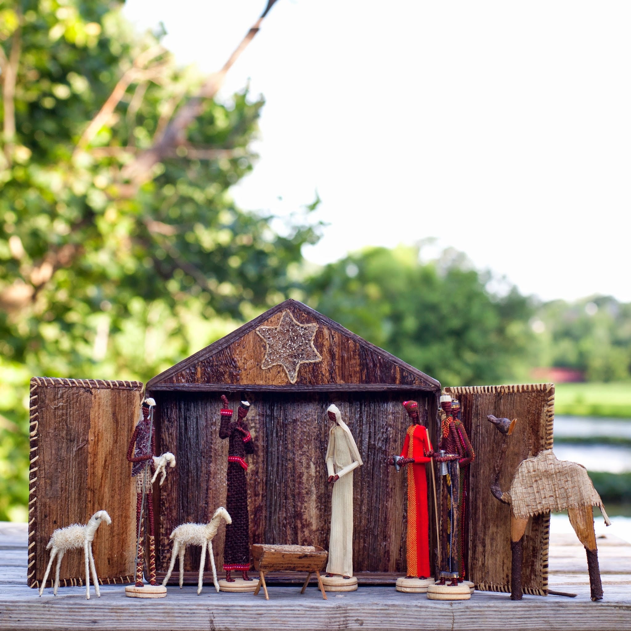 Maasai Banana Leaf Nativity Set - Kenyan materials and design for a fair trade boutique