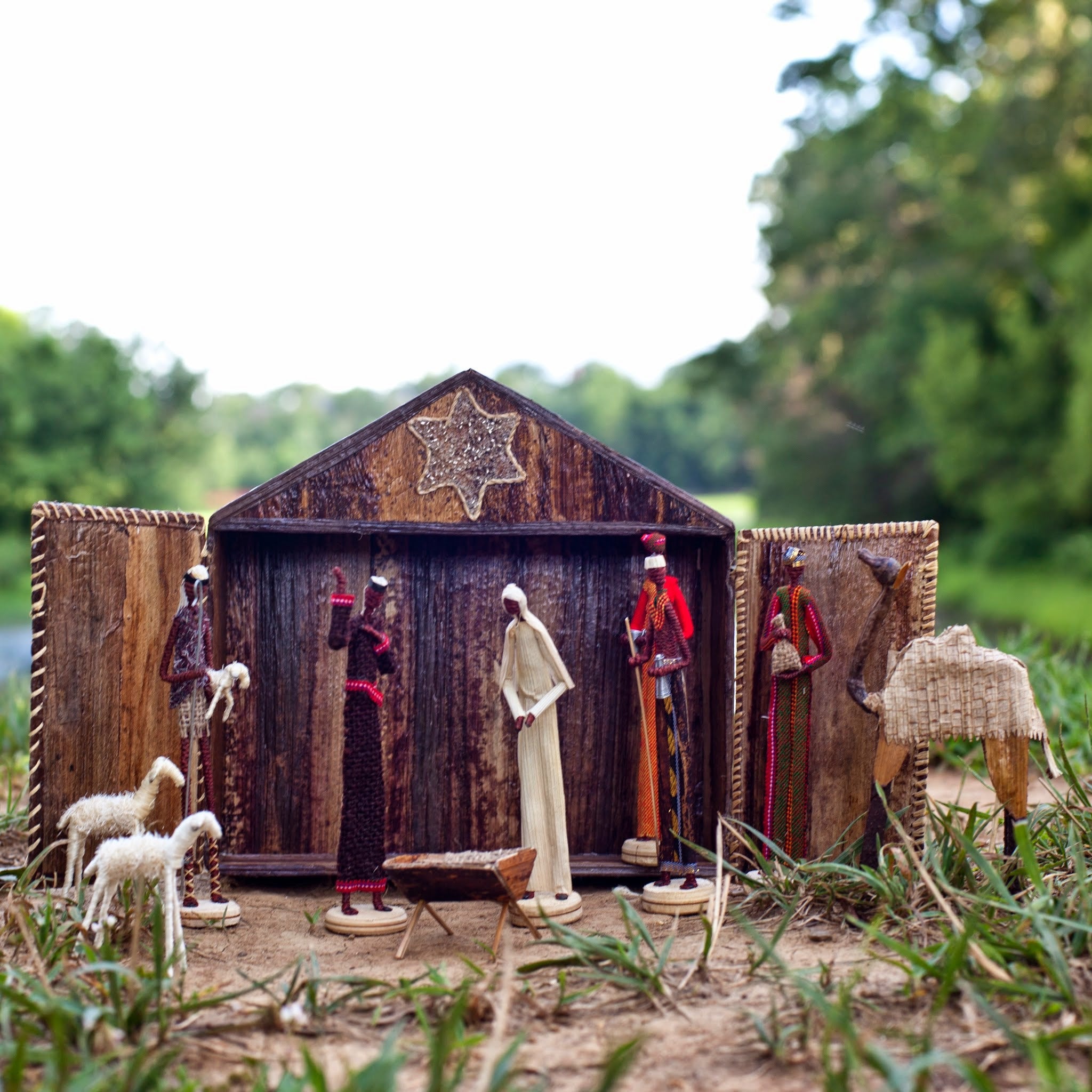 Maasai Banana Leaf Nativity Set - Kenyan materials and design for a fair trade boutique