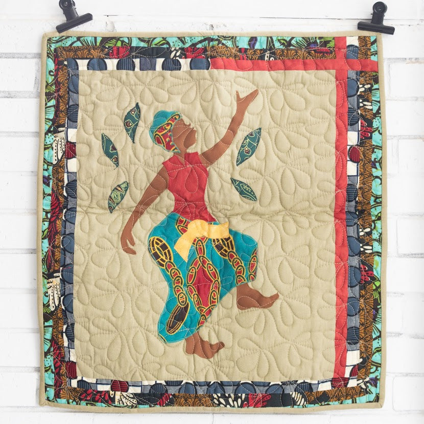 Quilted Dancing Amani Woman Celebration Wall Hanging- made for a fair trade social enterprise