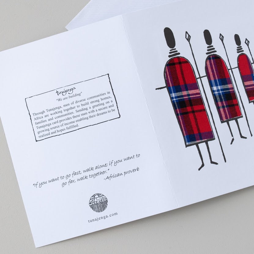 Maasai Men Card hand made by craftsmen in Kenya for a fair trade social enterprise