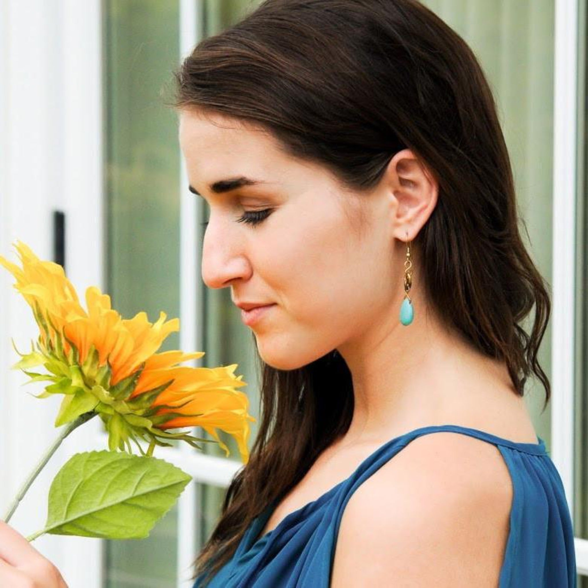 Mombasa Turquoise Earrings - Kenyan materials and design for a fair trade boutique