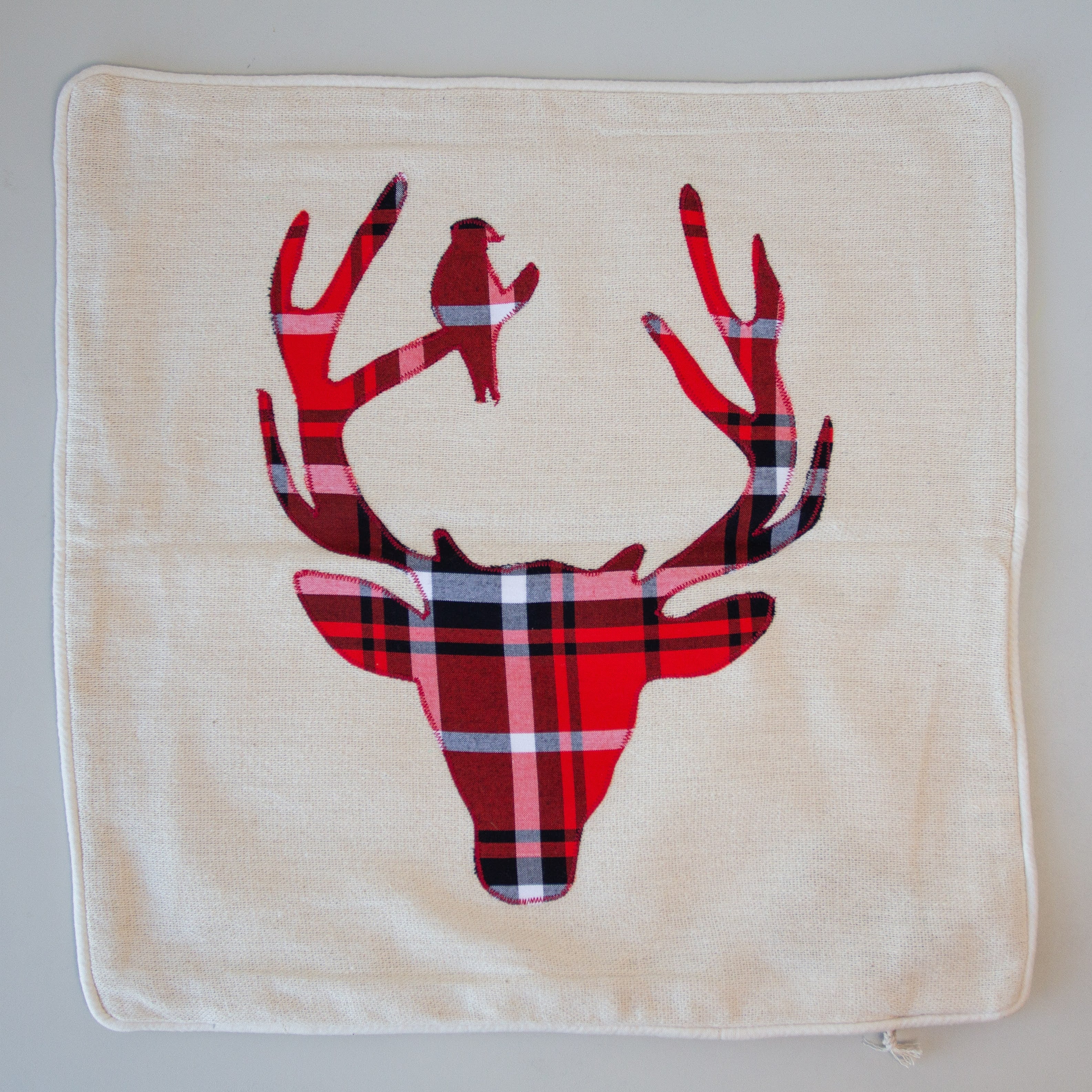 Reindeer Pillow Case - handmade using Kenyan materials by the women of Amani for a Fair Trade social enterprise