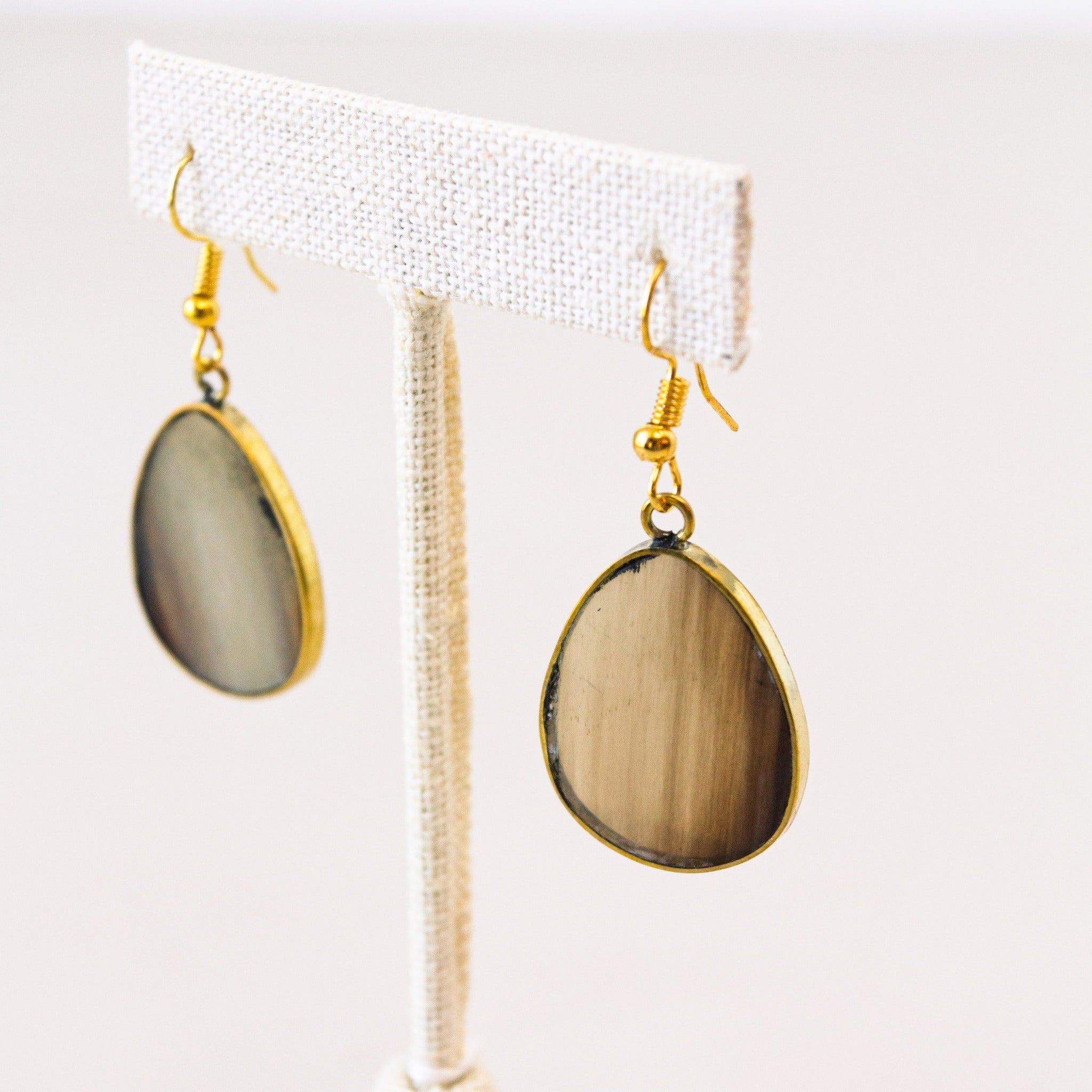 Horn Teardrop Earrings - handmade by market artisans using Kenyan materials for a Fair Trade boutique