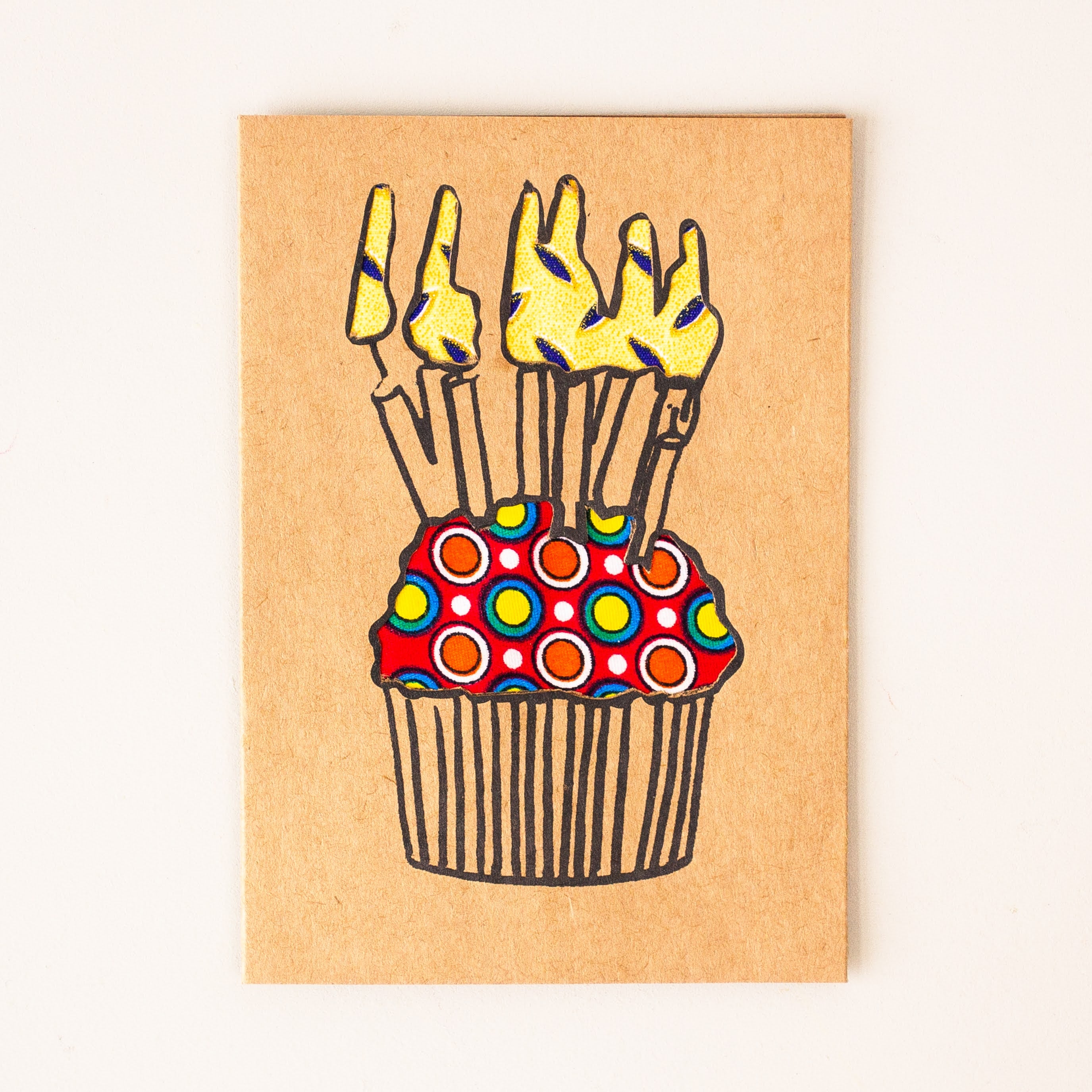 Happy Birthday Cupcake Card - Kenyan materials and design for a fair trade boutique