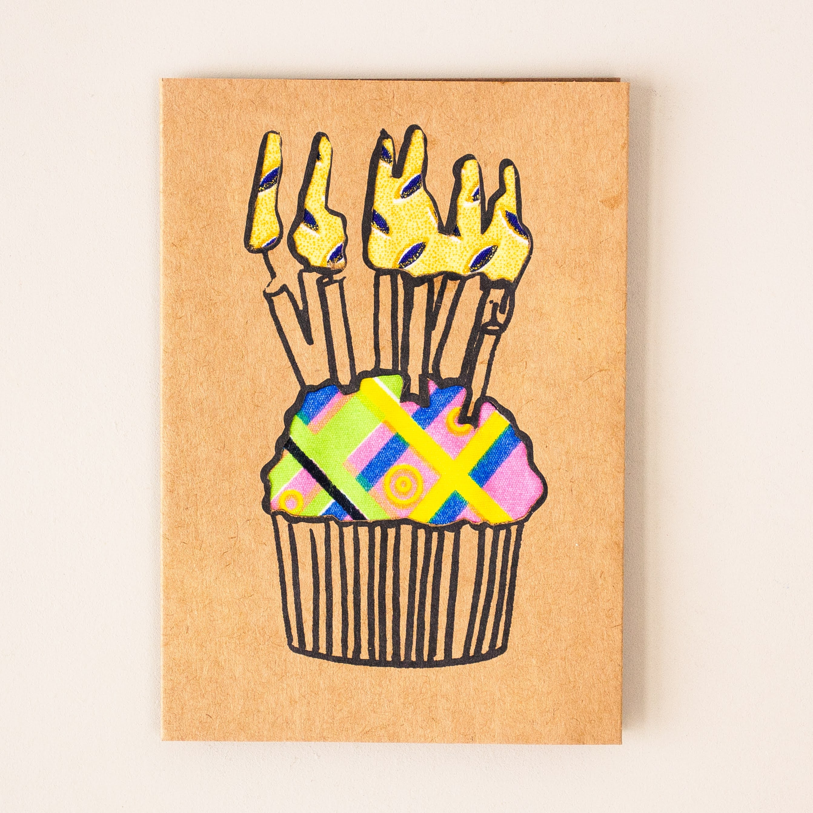 Happy Birthday Cupcake Card - Kenyan materials and design for a fair trade boutique