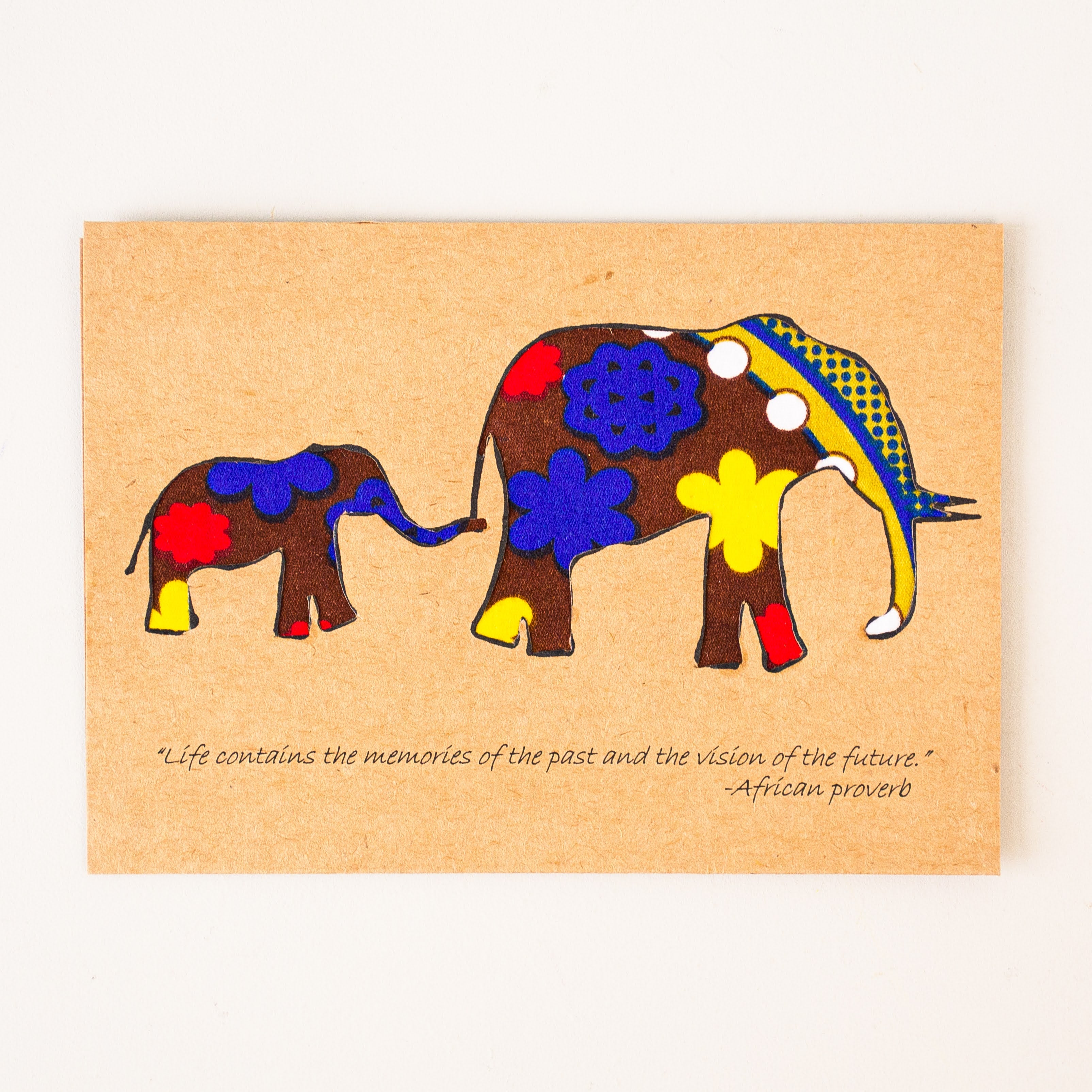 Elephant and Baby Card - Kenyan design and materials for a Fair Trade boutique