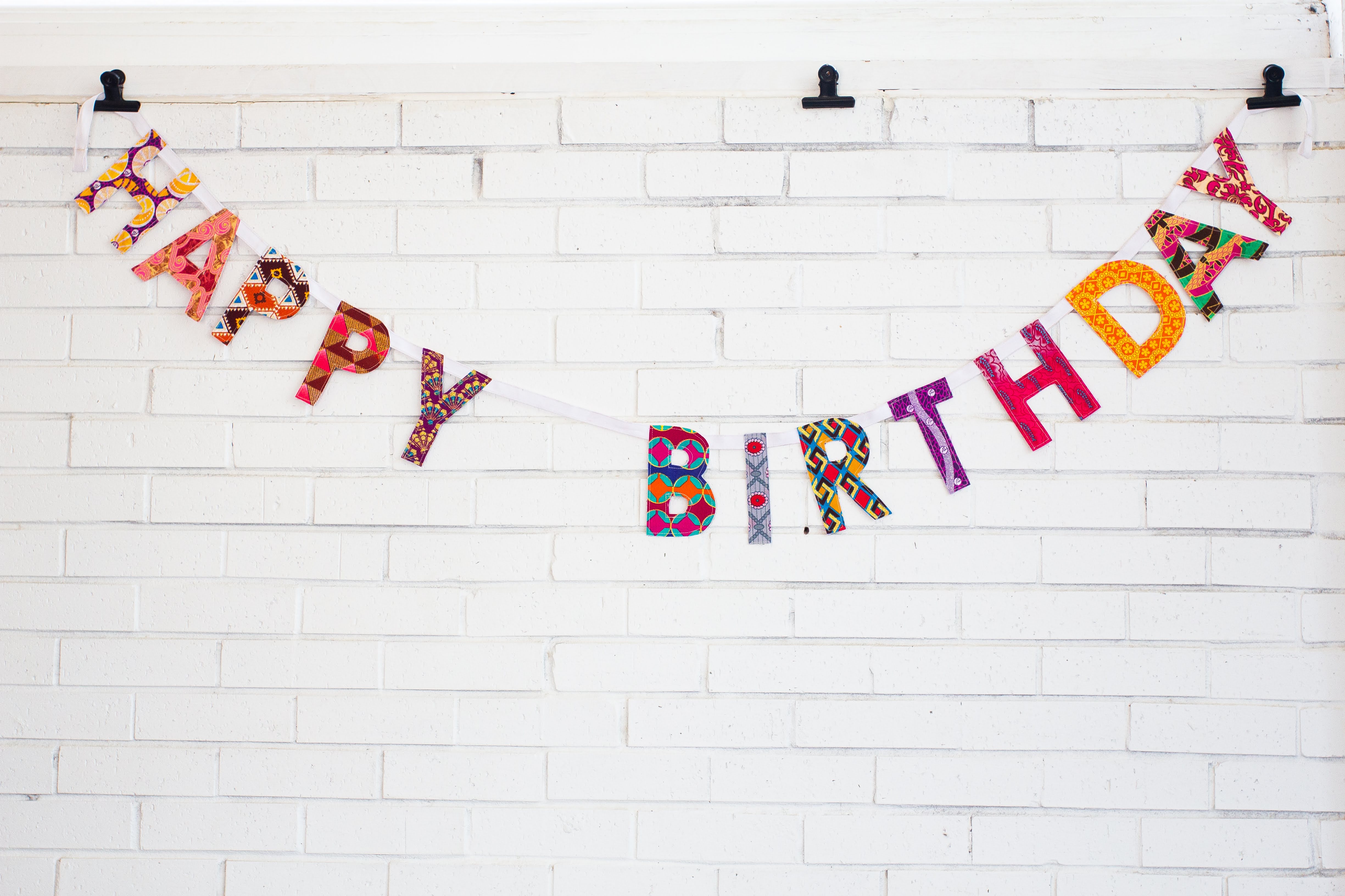 Happy Birthday Garland - handmade by the women of Amani using Kenyan materials for a Fair Trade boutique