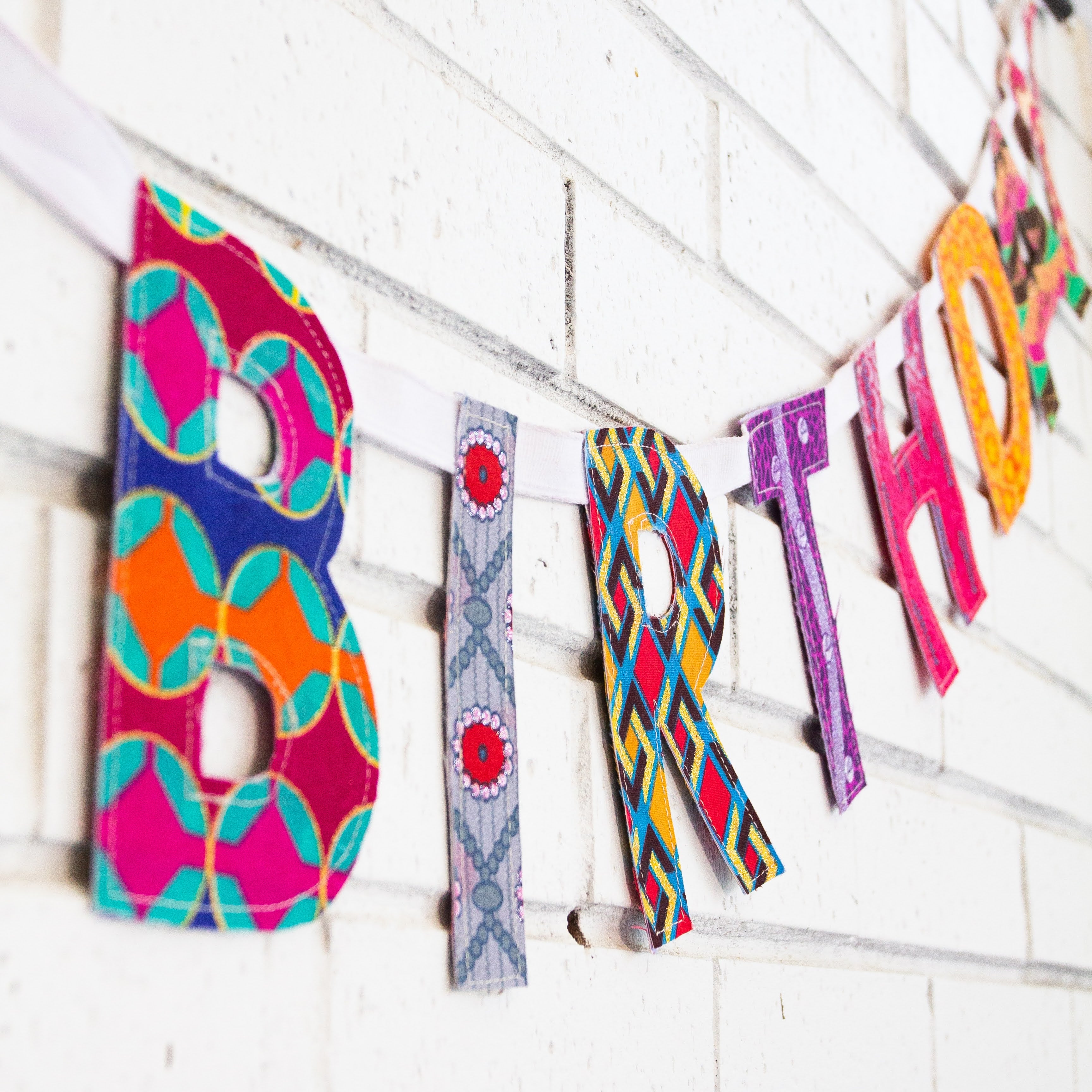 Happy Birthday Garland - handmade by the women of Amani using Kenyan materials for a Fair Trade boutique