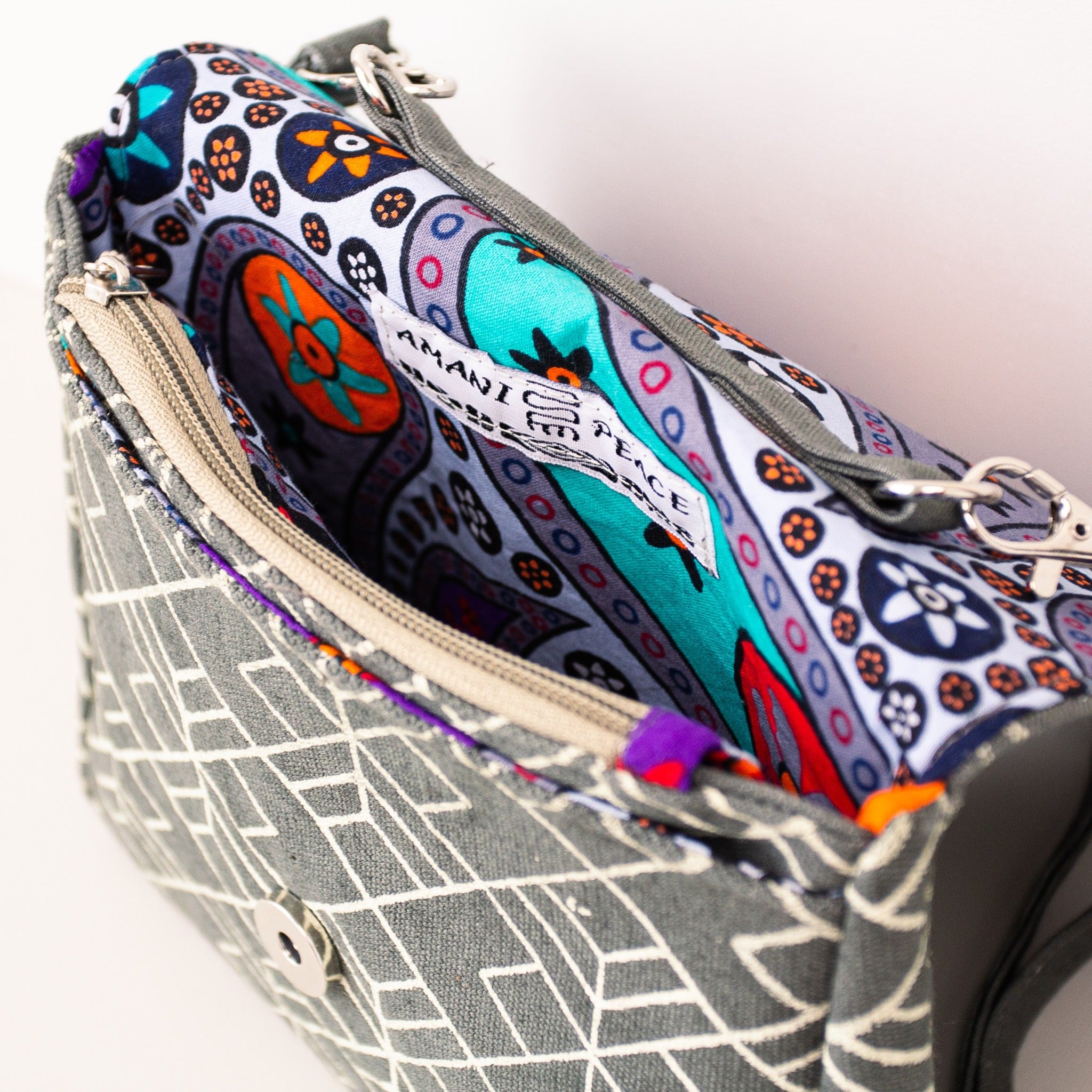 Petite Crossbody Bag handmade by the women of Amani ya Juu in Kenya, a sewing program for refugee women in Africa