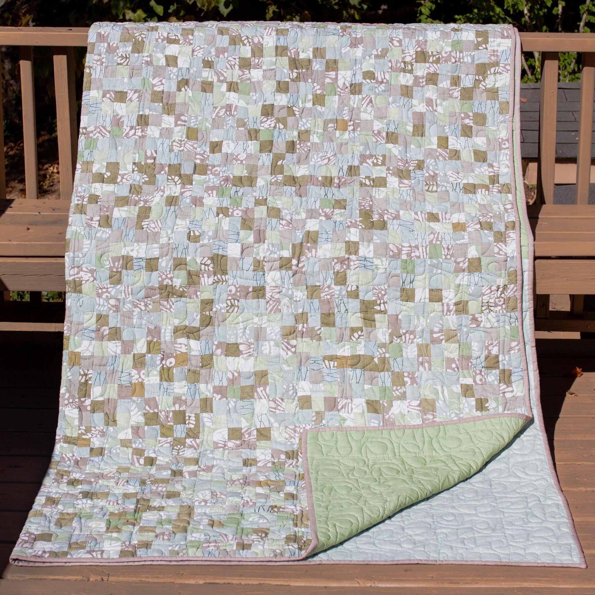 Cool Colors Quilt - handmade by the women of Amani using Kenyan materials for a Fair Trade boutique