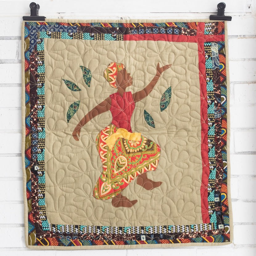 Quilted Dancing Amani Woman Celebration Wall Hanging- made for a fair trade social enterprise