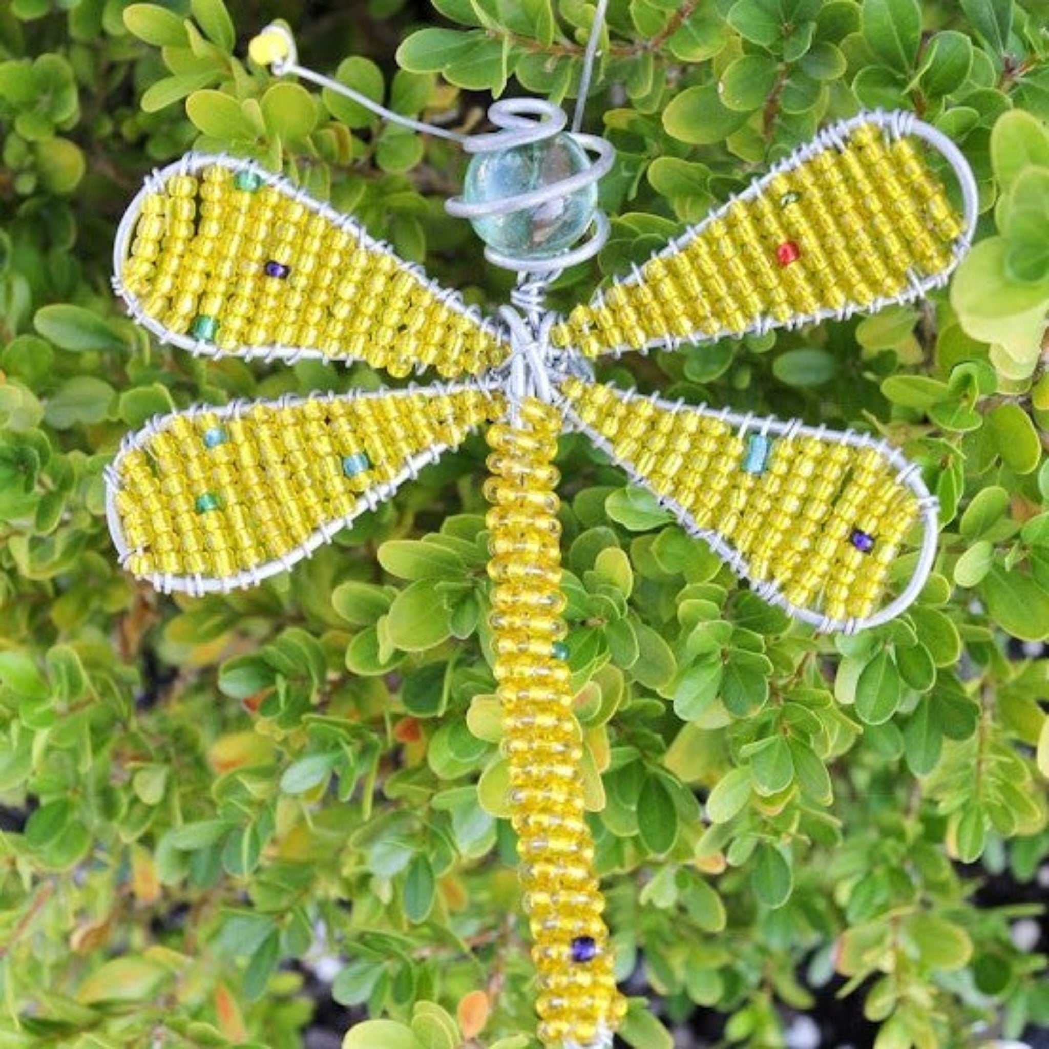 Beaded dragonfly hand crafted by Kenyan artisans for a fair trade social enterprise