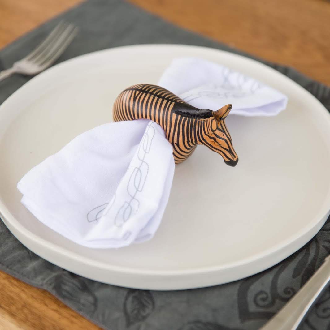 Wooden Animal Napkin Rings Set - Kenyan materials and design for a fair trade boutique