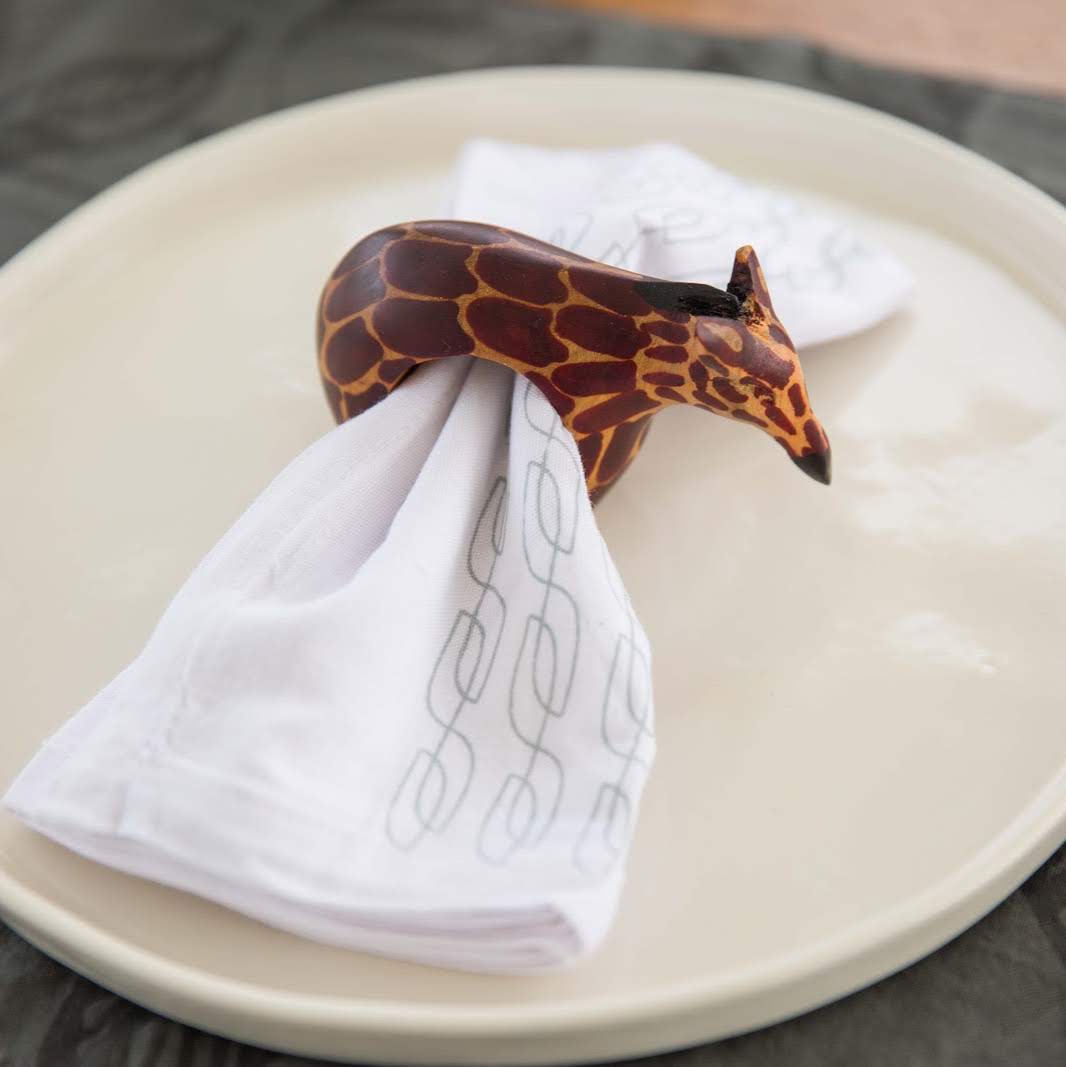 Wooden Animal Napkin Rings Set - Kenyan materials and design for a fair trade boutique