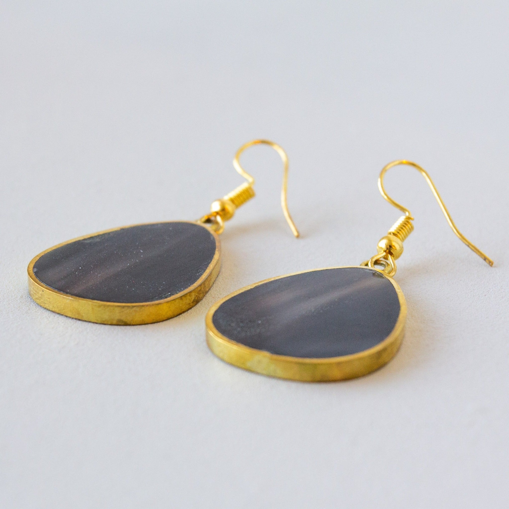 Horn Teardrop Earrings - handmade by market artisans using Kenyan materials for a Fair Trade boutique