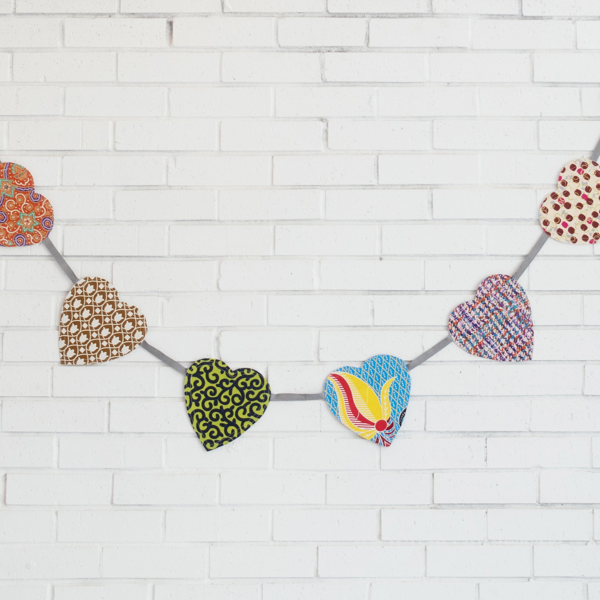 African kitenge heart garland from Amani ya Juu Kenya, a fairtrade social enterprise