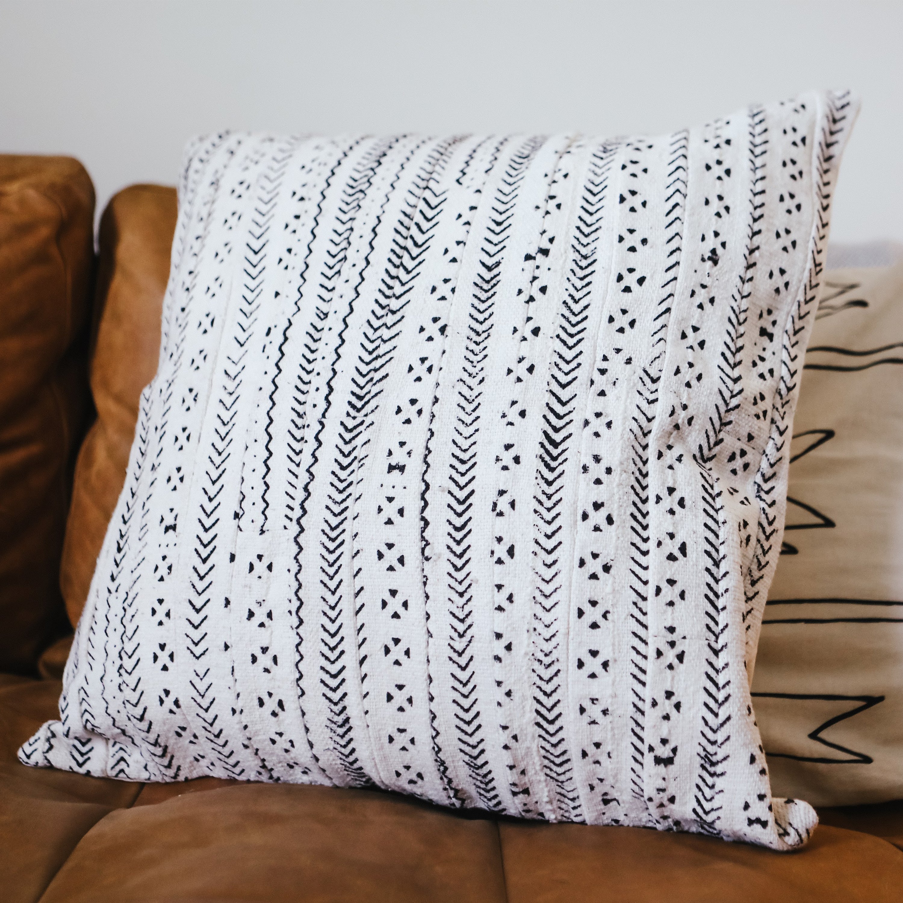 Mud Cloth Strip Pillow - Kenyan materials and design for a fair trade boutique