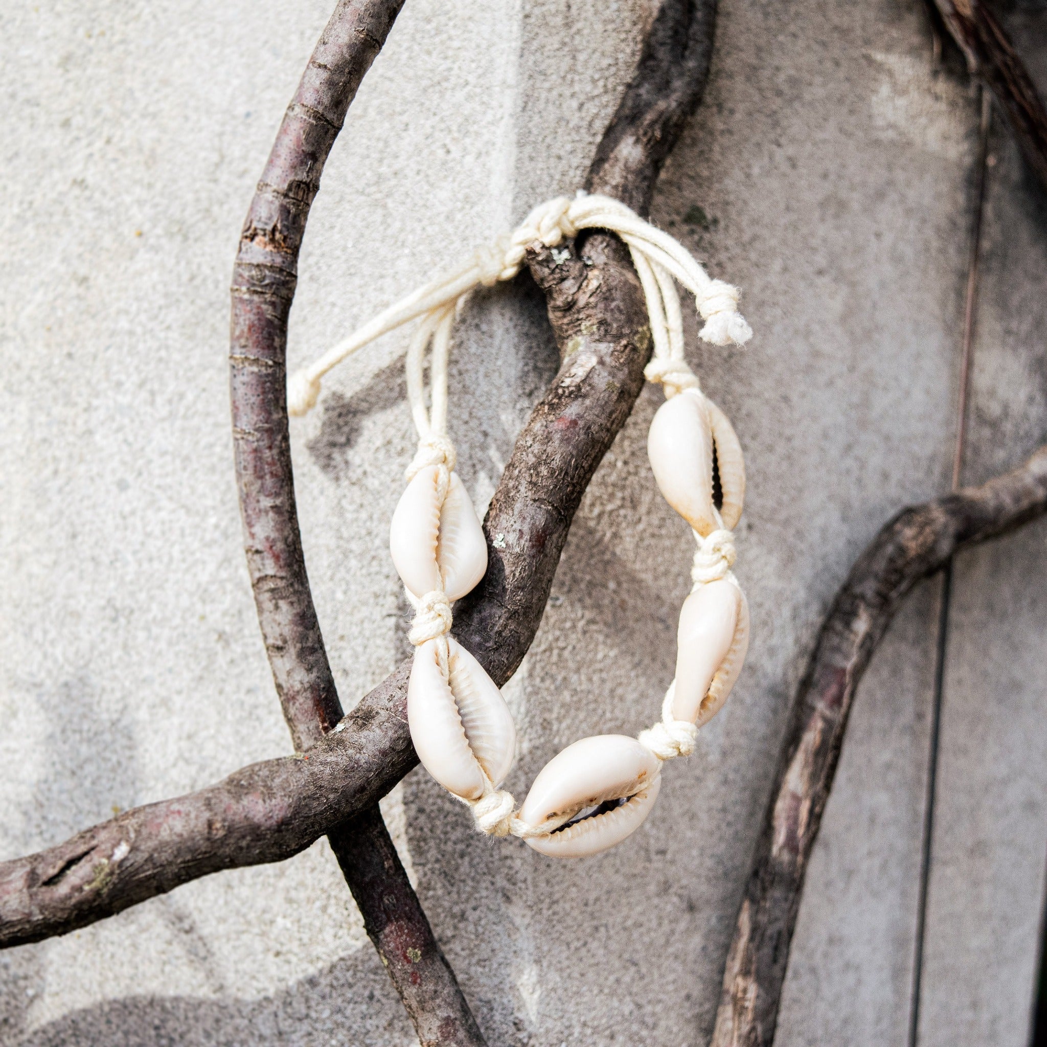 Cowrie Shell Bracelet - handmade using Kenyan materials by market artisans for a Fair Trade boutique